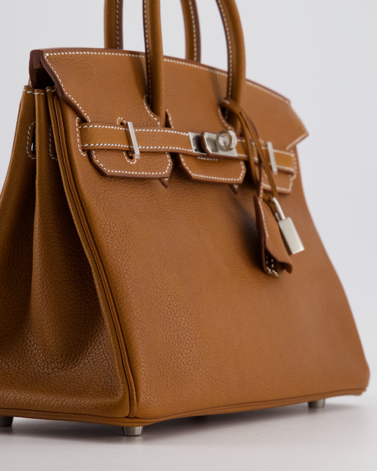 *RARE* Herm�s Birkin 25 Retourne Bag in Fauve Barenia Faubourg Leather with Palladium Hardware
