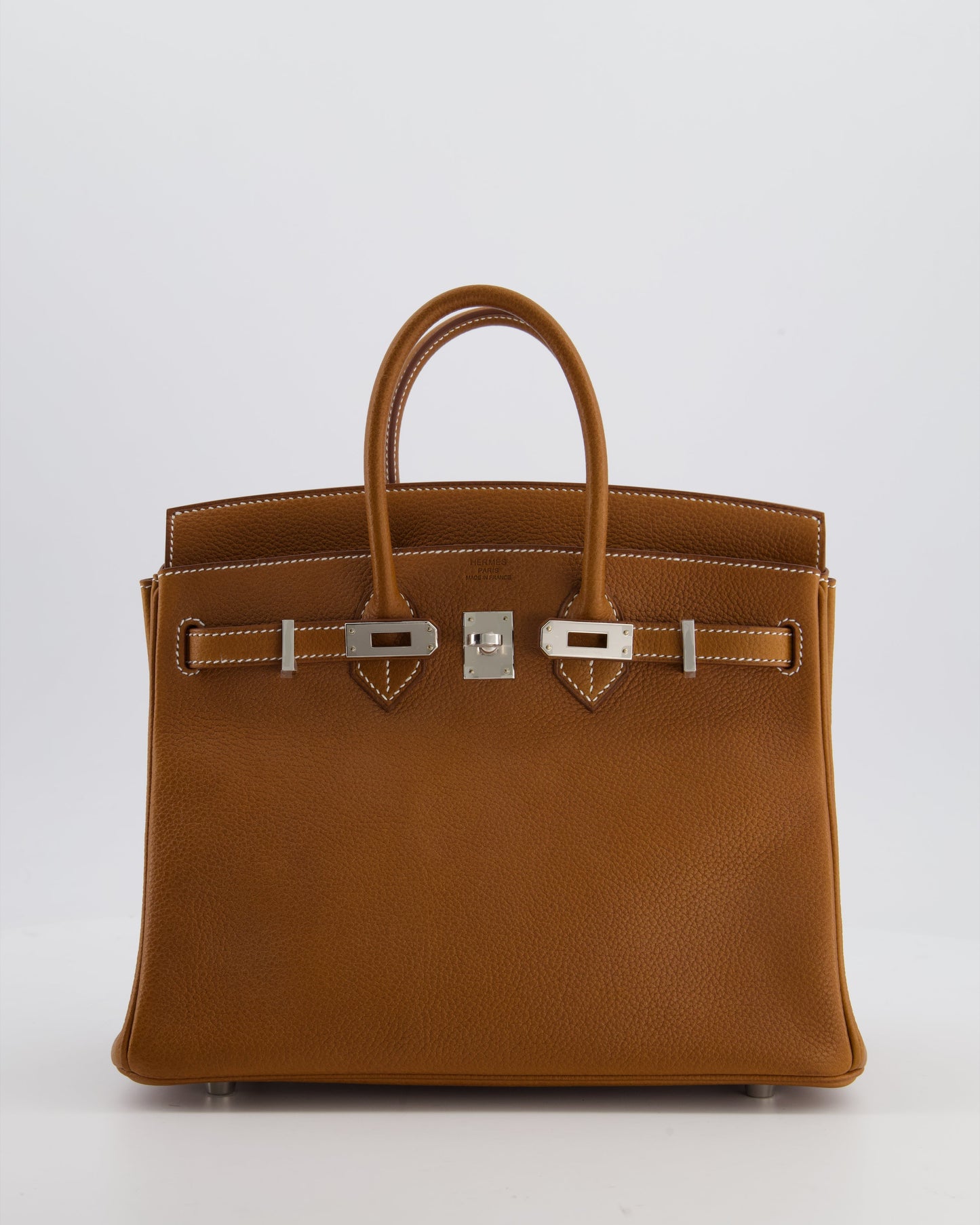 *RARE* Herm�s Birkin 25 Retourne Bag in Fauve Barenia Faubourg Leather with Palladium Hardware