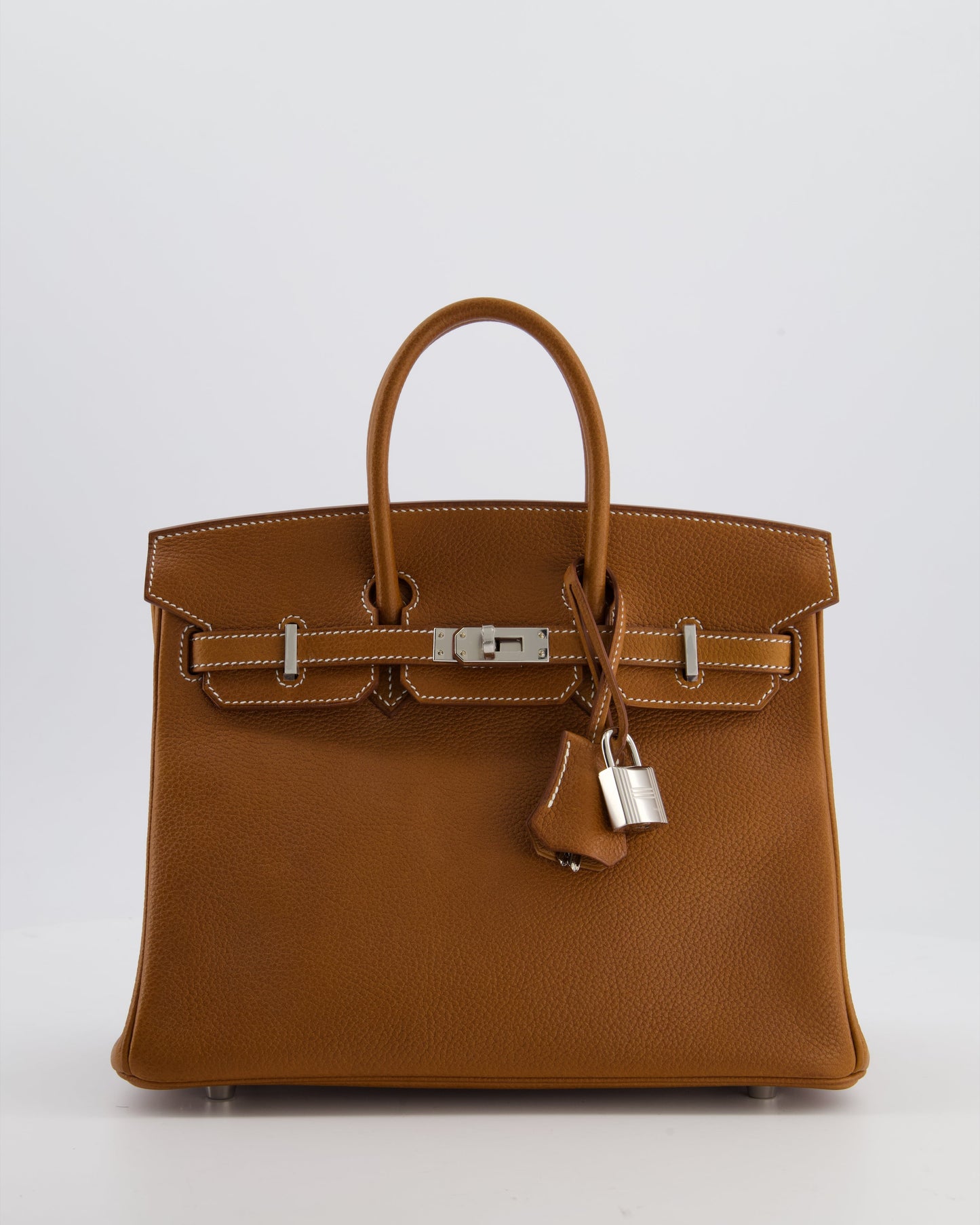 *RARE* Herm�s Birkin 25 Retourne Bag in Fauve Barenia Faubourg Leather with Palladium Hardware