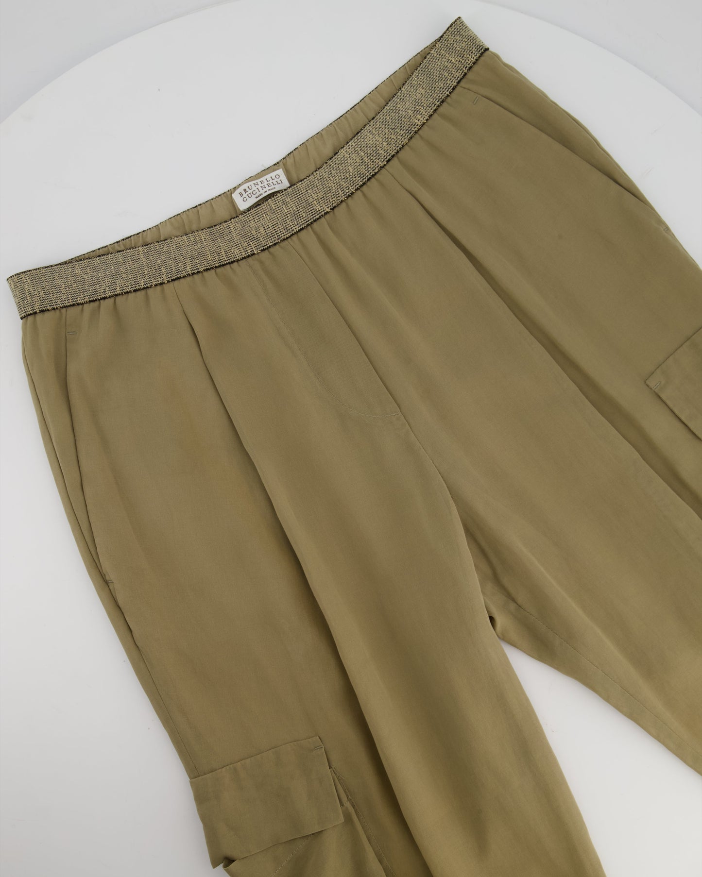 Brunello Cucinelli Taupe Sheer Organza Explorer Cargo Tro rs Size IT 40 (UK 8)