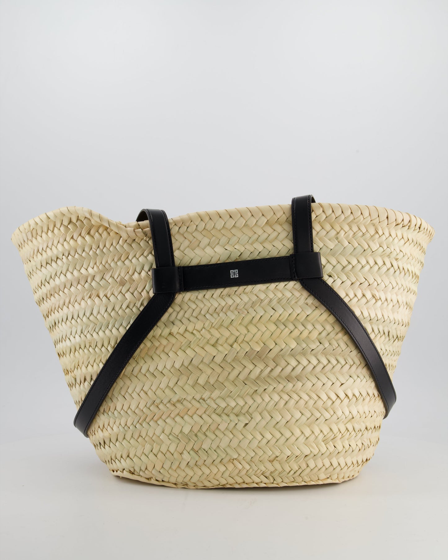 Givenchy Voyou Natural and Beige Straw Basket with Leather logo Bag