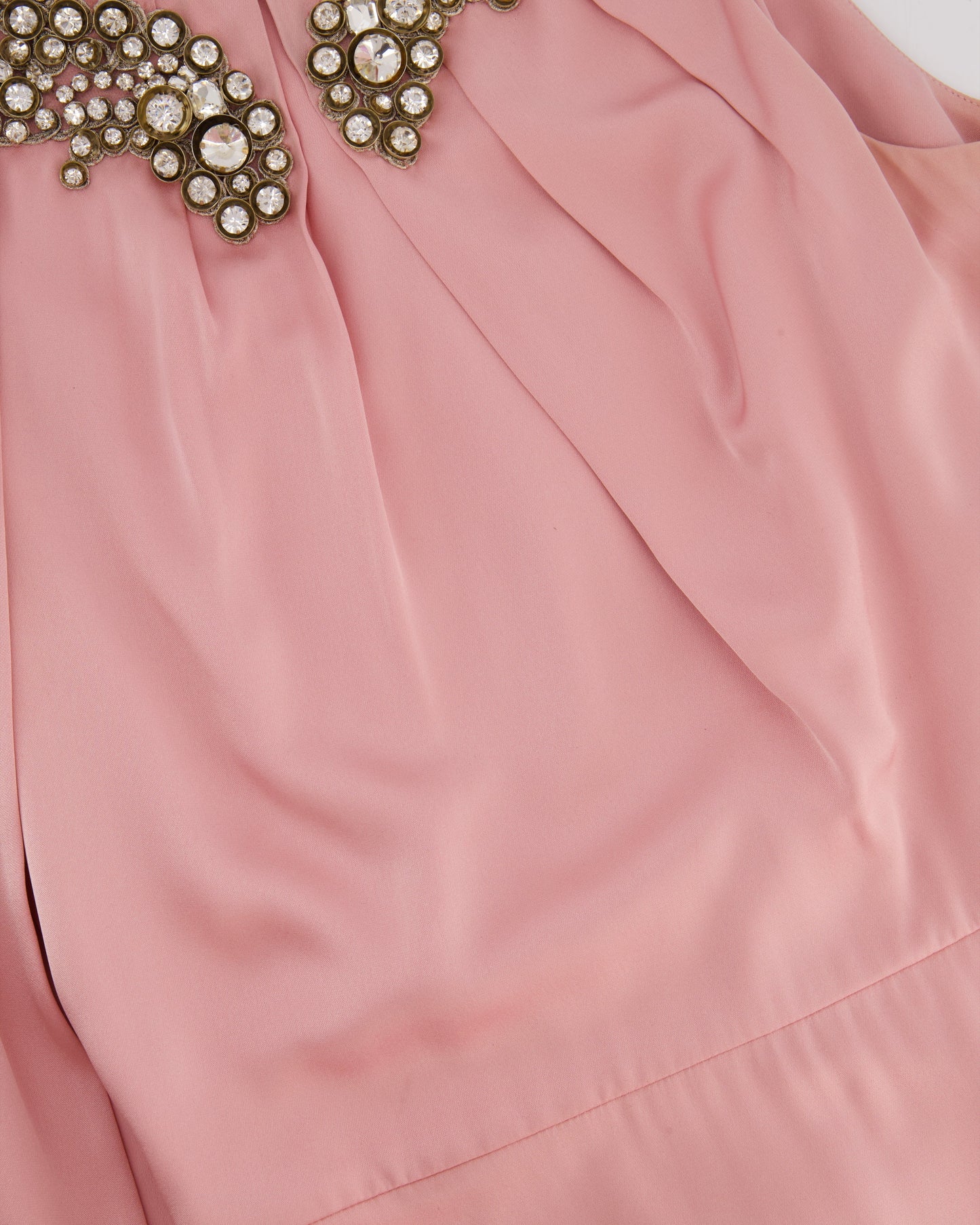 Alexander McQueen Pink Cape-Shoulder Satin Gown with Crystal Neckline & Belt Detail Size IT 42 (UK 10)