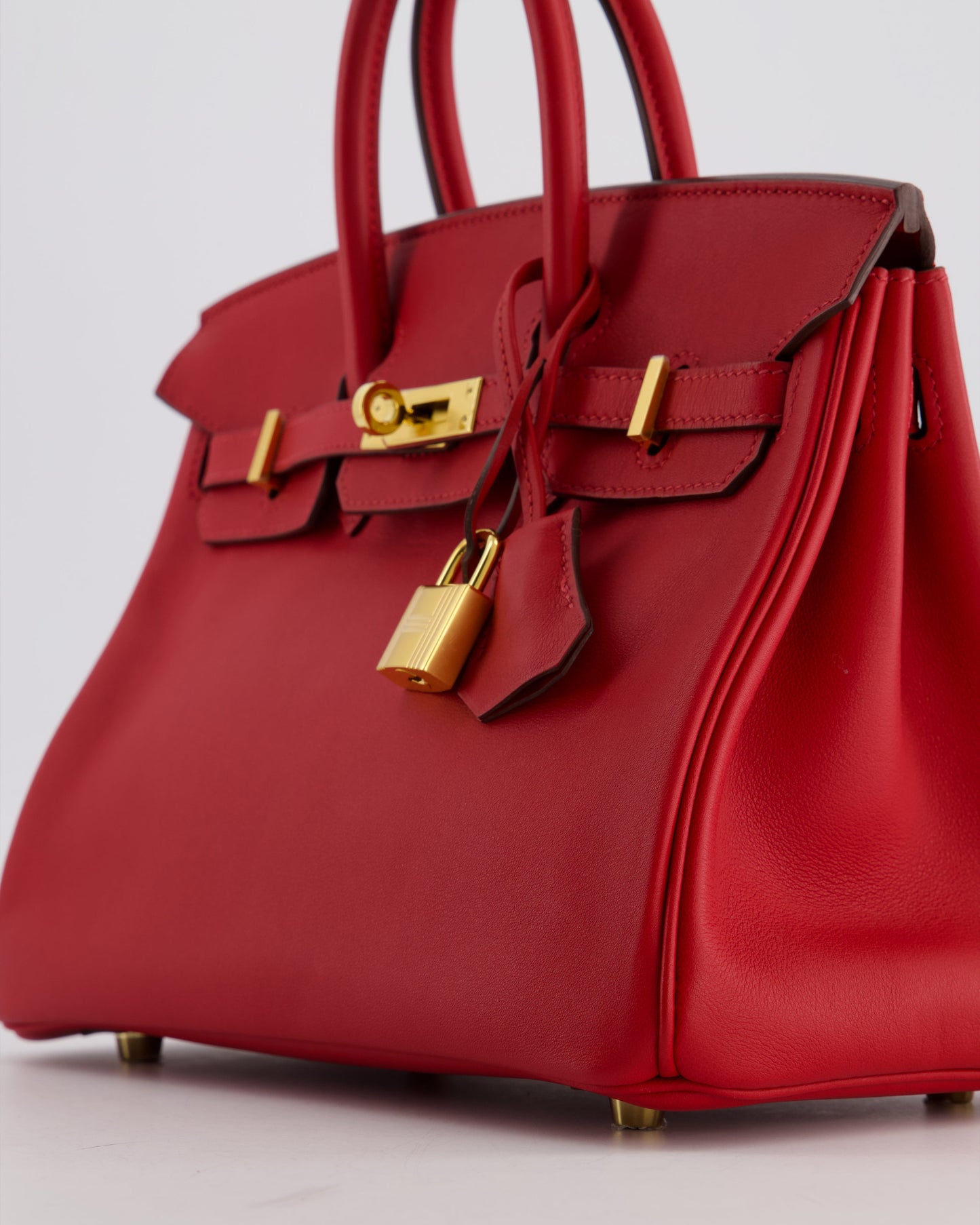 Herm�s Birkin 25 Retourne Bag in Rouge Grenat Swift Leather with Gold Hardware