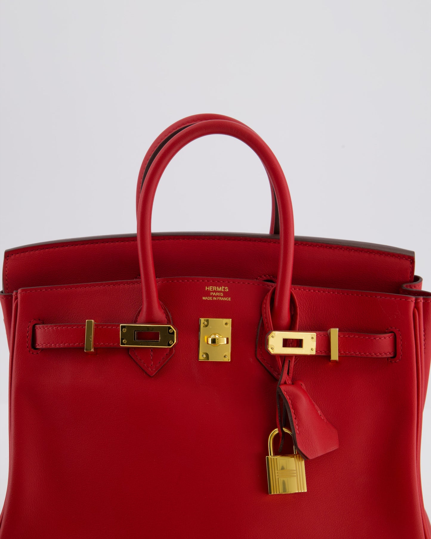 Herm�s Birkin 25 Retourne Bag in Rouge Grenat Swift Leather with Gold Hardware
