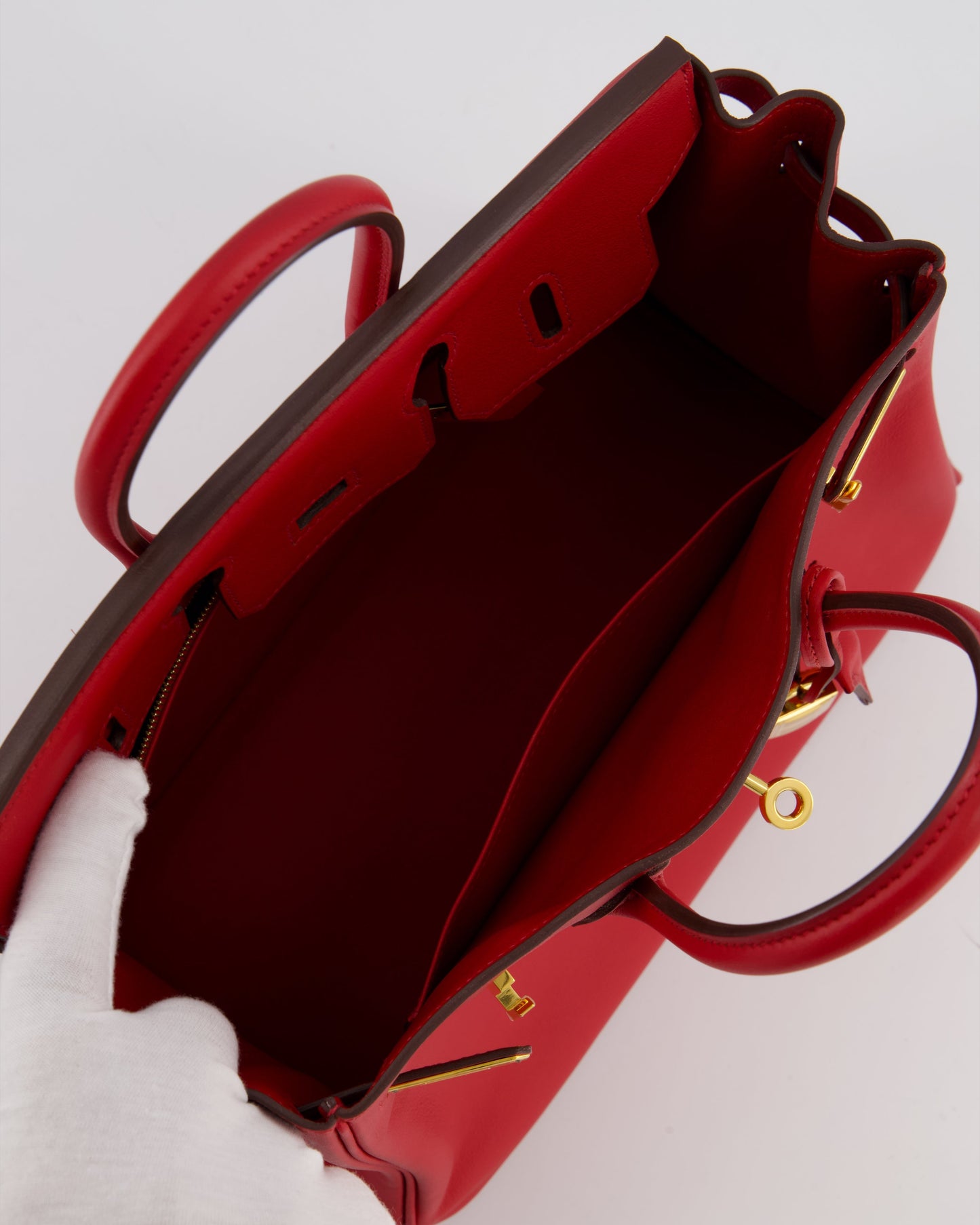 Herm�s Birkin 25 Retourne Bag in Rouge Grenat Swift Leather with Gold Hardware