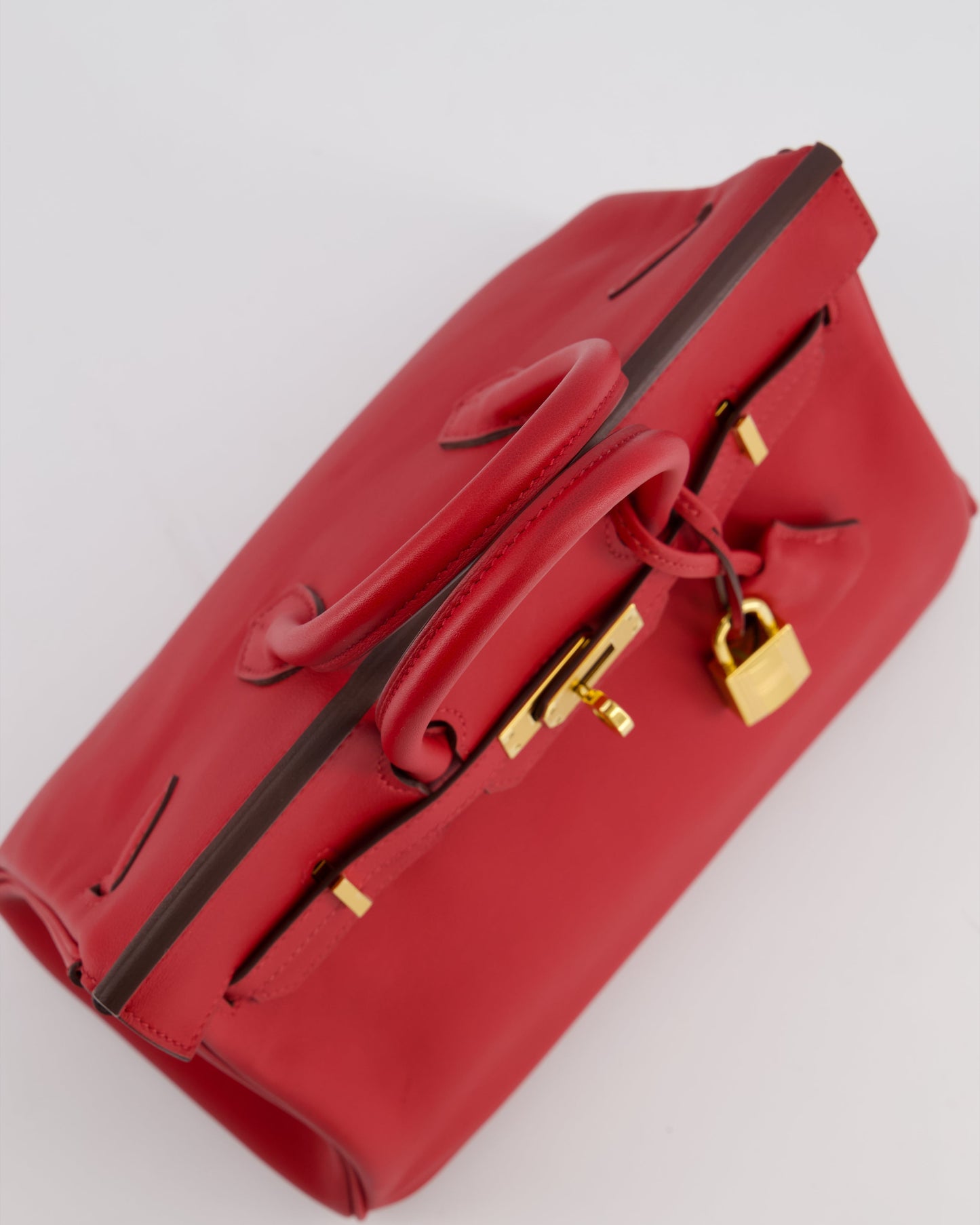 Herm�s Birkin 25 Retourne Bag in Rouge Grenat Swift Leather with Gold Hardware