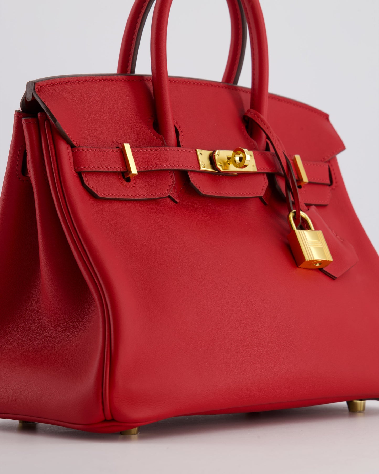 Herm�s Birkin 25 Retourne Bag in Rouge Grenat Swift Leather with Gold Hardware