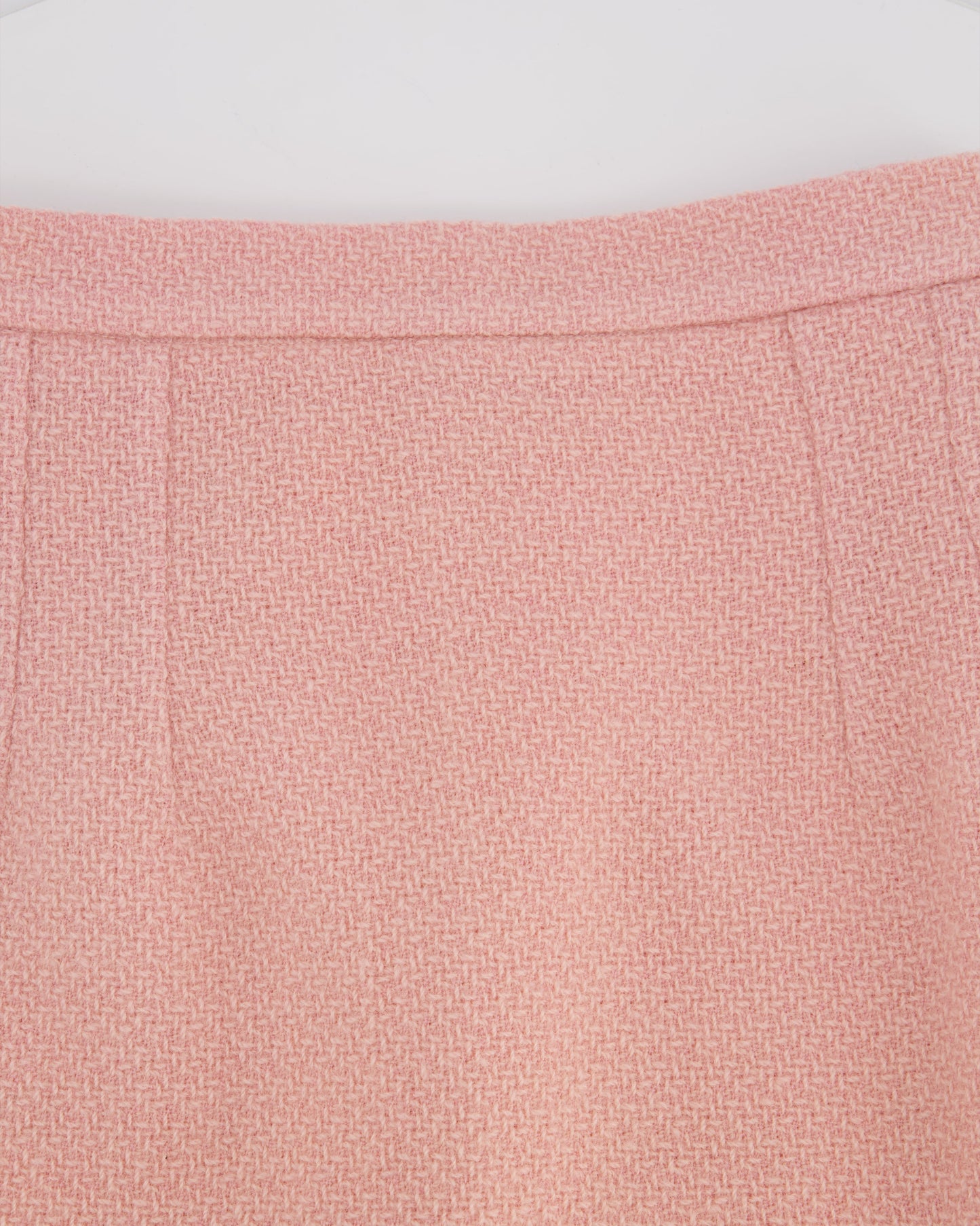 Chanel 93C Pink Tweed Skirt and Jacket Set with Logo Buttons and Pocket Detail FR 38 (UK 10)