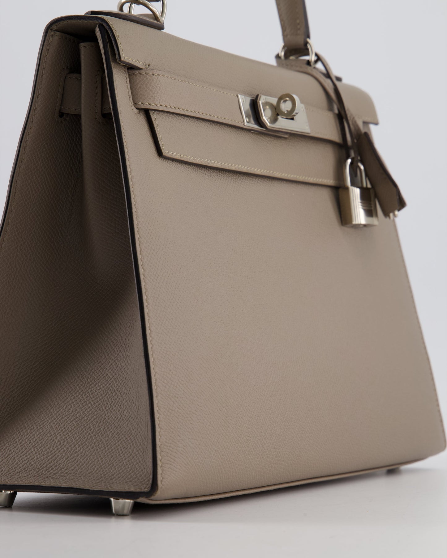 Herm�s Kelly 28 Sellier Bag in Gris Asphalt Epsom Leather with Palladium Hardware