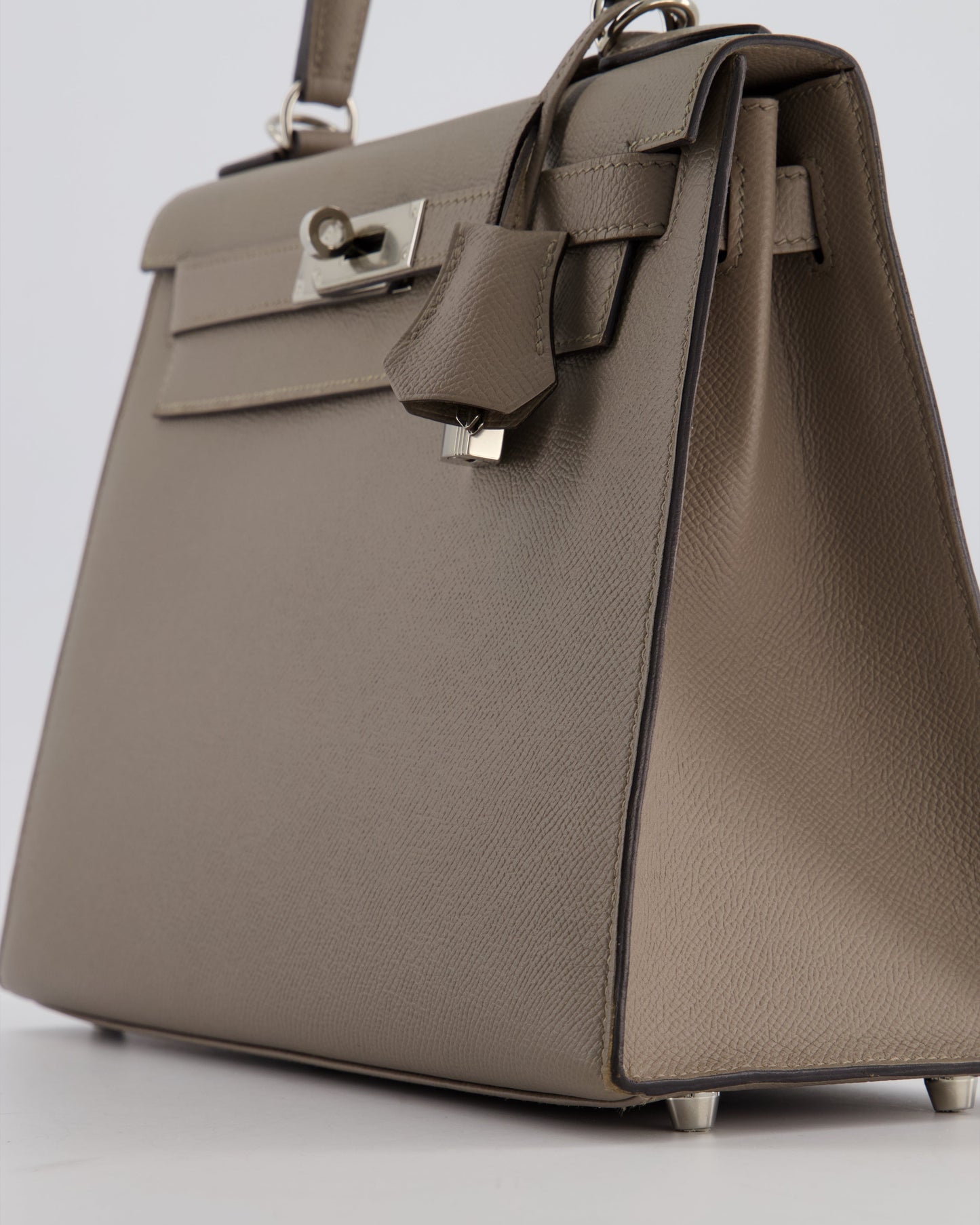 Herm�s Kelly 28 Sellier Bag in Gris Asphalt Epsom Leather with Palladium Hardware