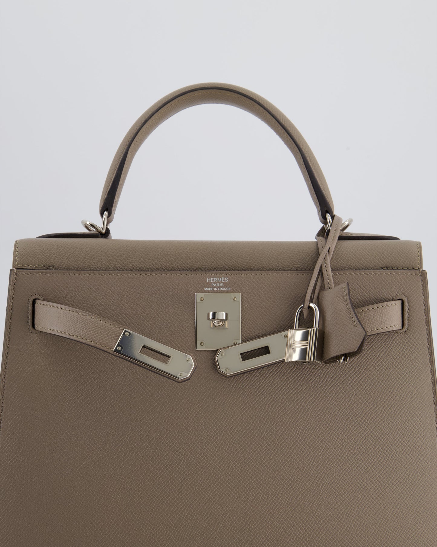 Herm�s Kelly 28 Sellier Bag in Gris Asphalt Epsom Leather with Palladium Hardware