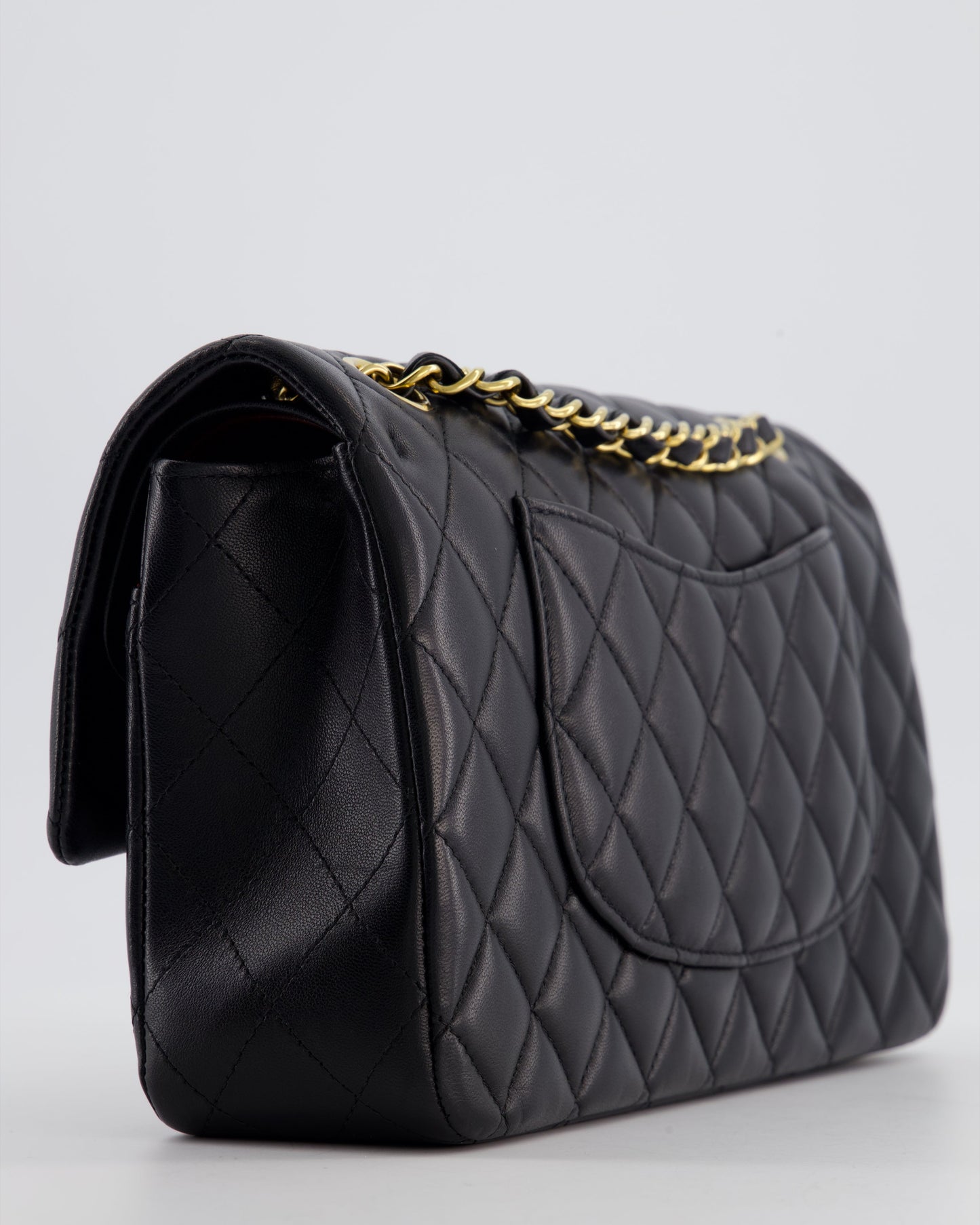 Chanel Black Medium Classic Double Flap Bag in Lambskin Leather with Gold Hardware
