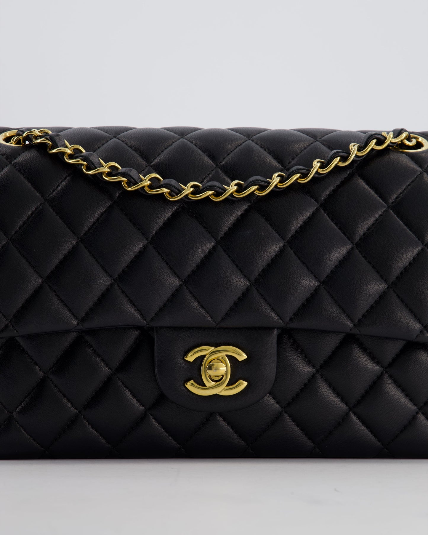 Chanel Black Medium Classic Double Flap Bag in Lambskin Leather with Gold Hardware