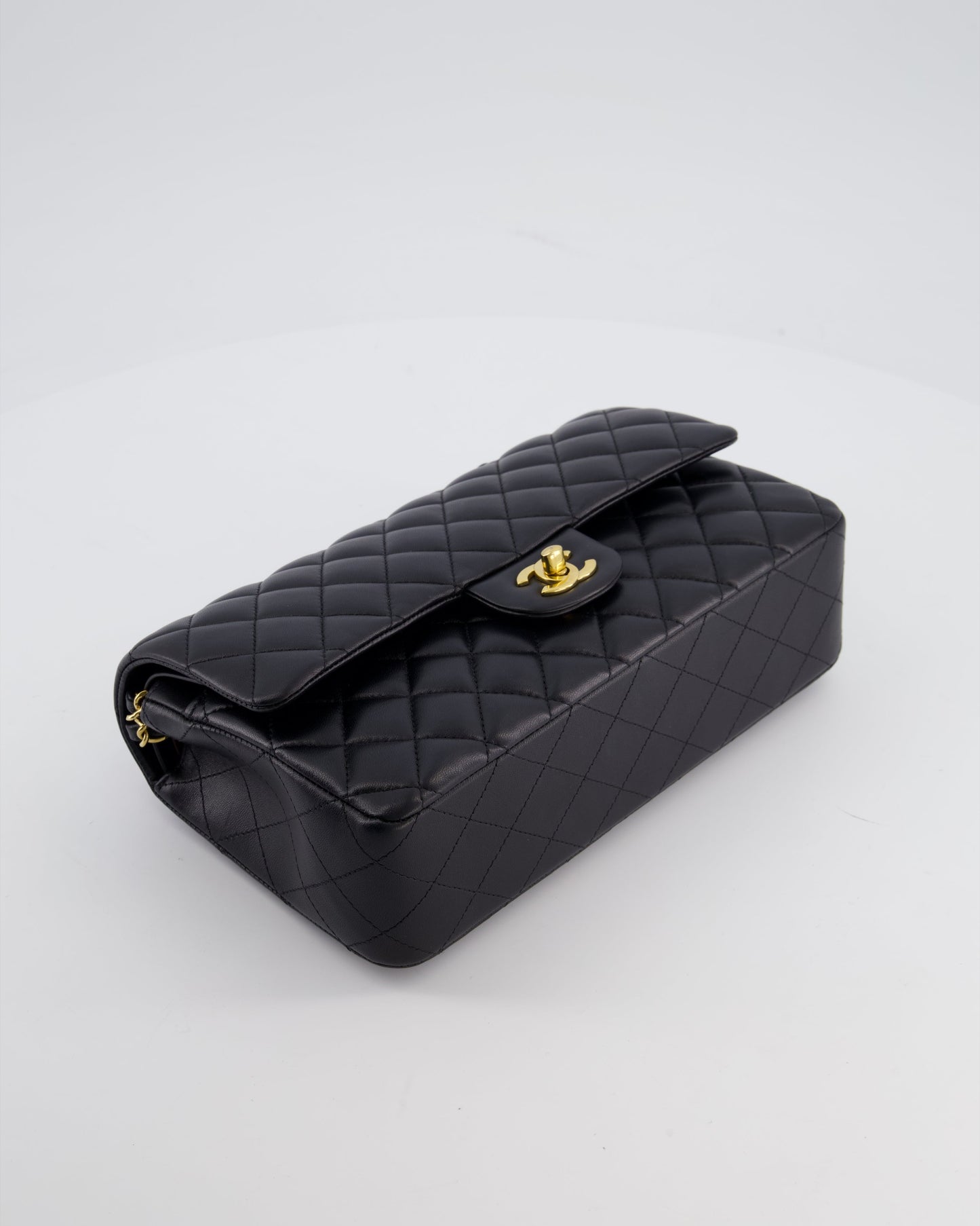 Chanel Black Medium Classic Double Flap Bag in Lambskin Leather with Gold Hardware