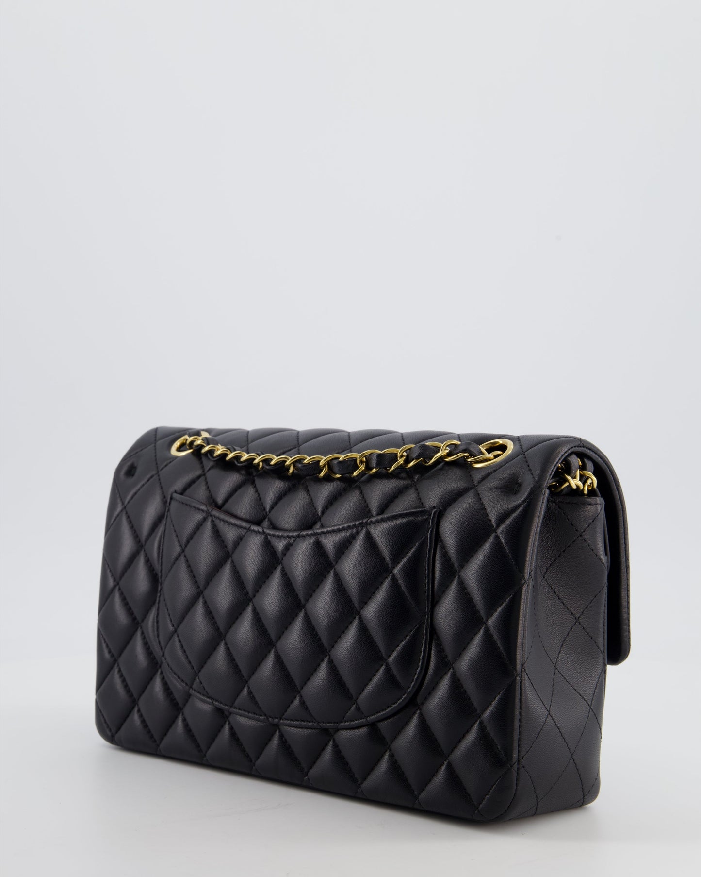 Chanel Black Medium Classic Double Flap Bag in Lambskin Leather with Gold Hardware