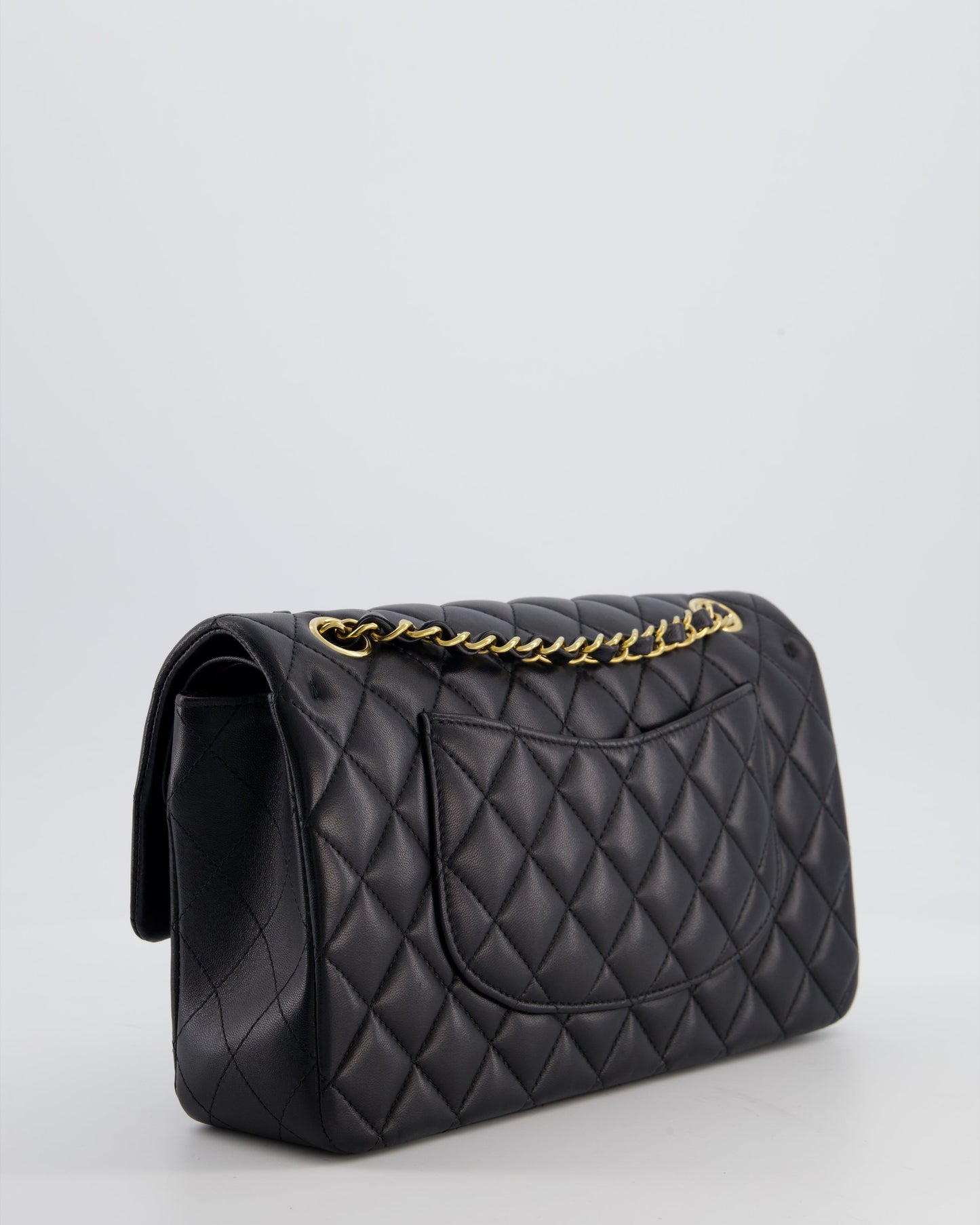 Chanel Black Medium Classic Double Flap Bag in Lambskin Leather with Gold Hardware