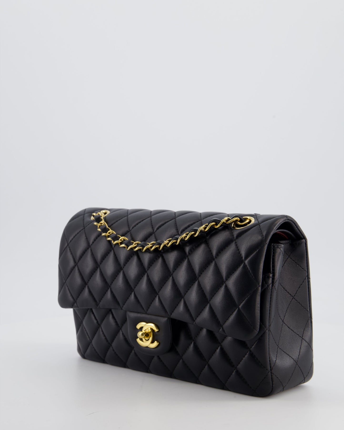 Chanel Black Medium Classic Double Flap Bag in Lambskin Leather with Gold Hardware