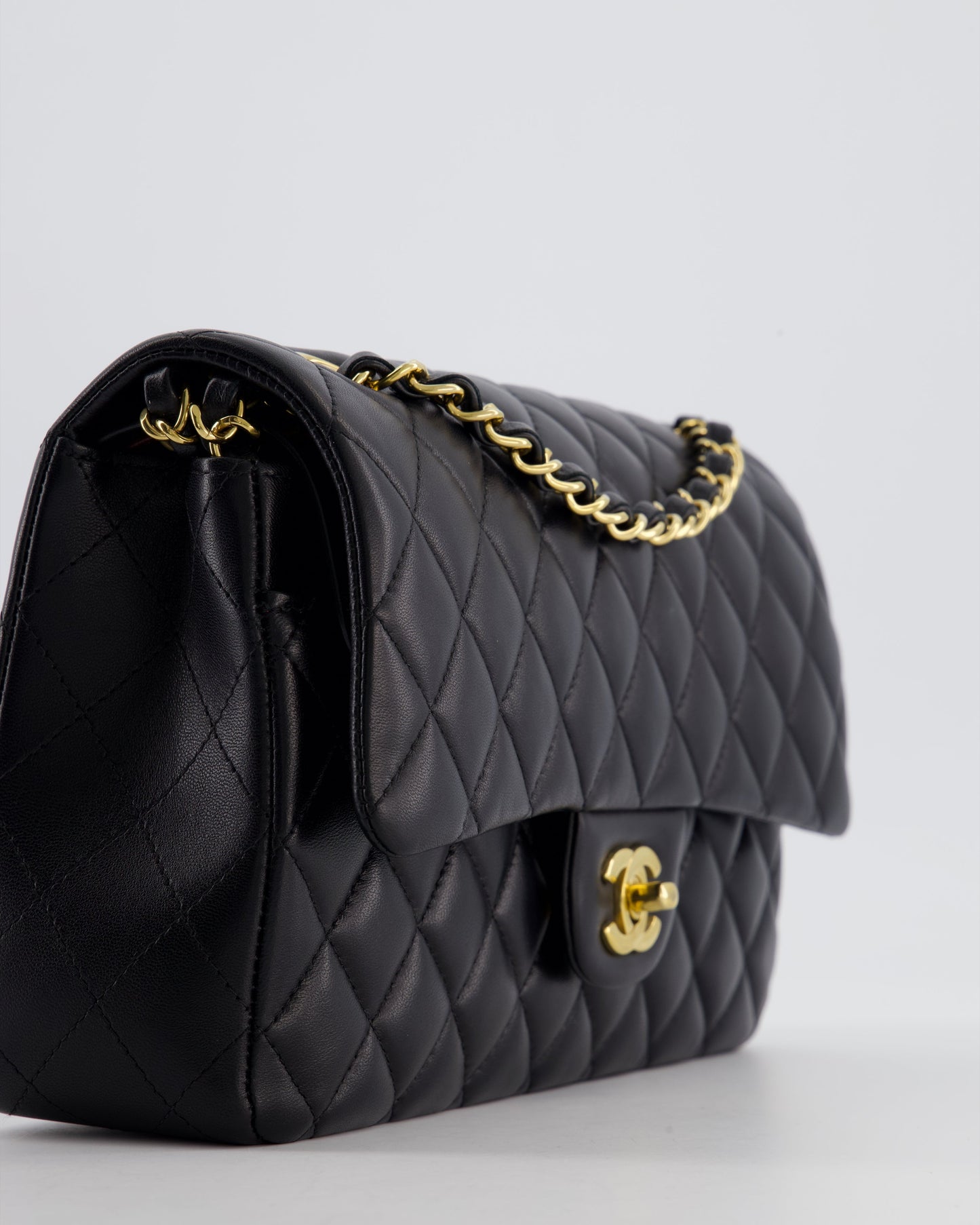 Chanel Black Medium Classic Double Flap Bag in Lambskin Leather with Gold Hardware