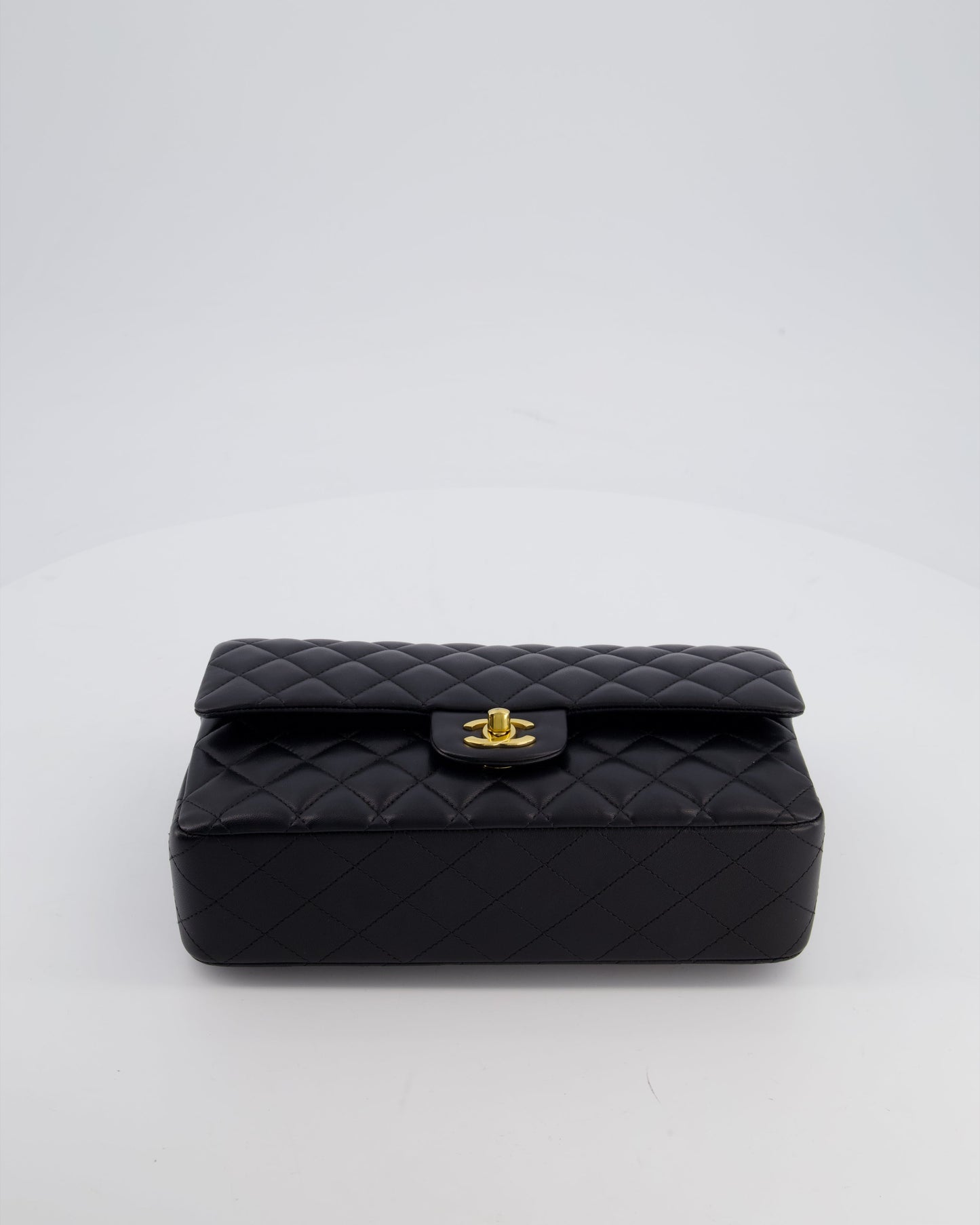 Chanel Black Medium Classic Double Flap Bag in Lambskin Leather with Gold Hardware
