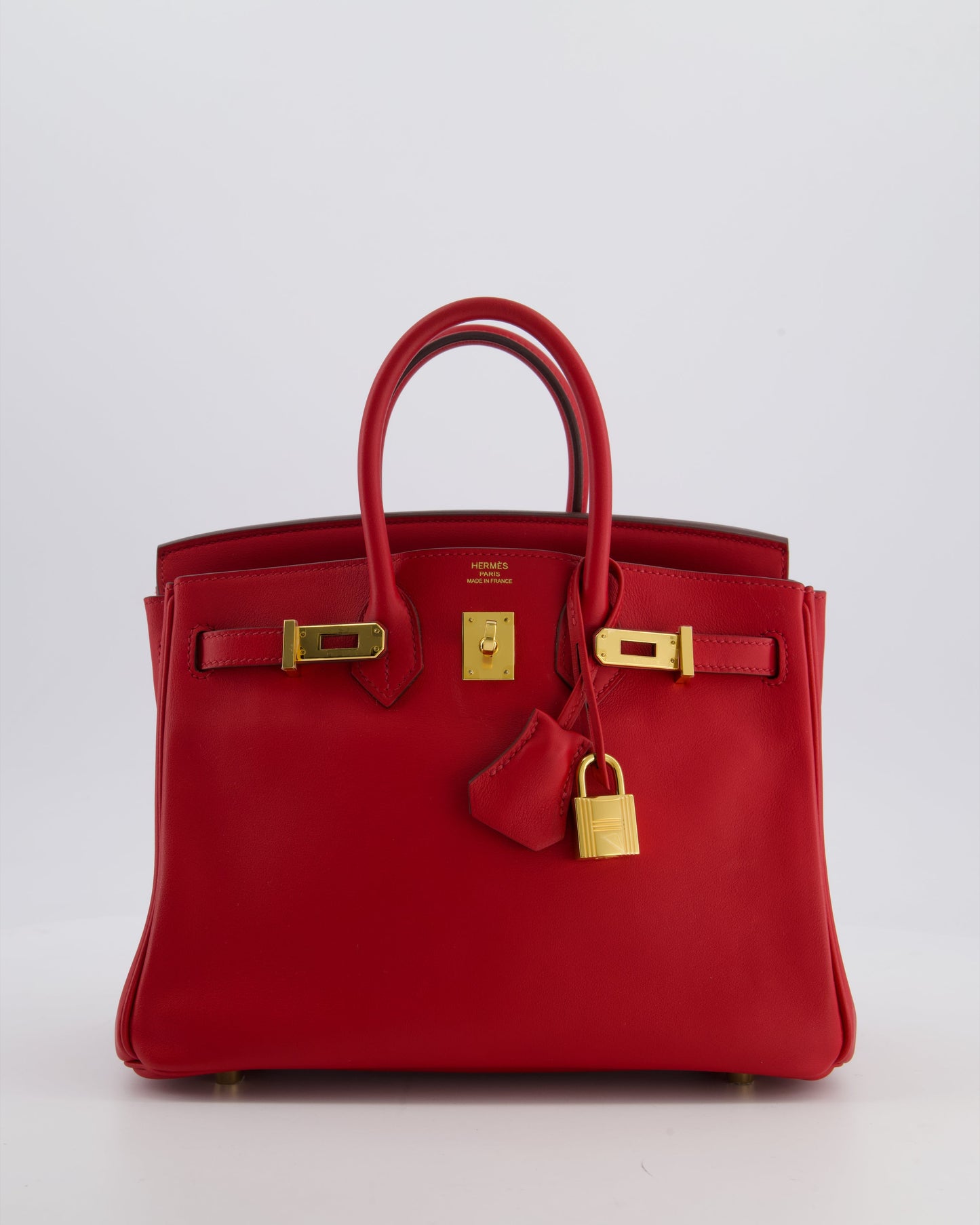 Herm�s Birkin 25 Retourne Bag in Rouge Grenat Swift Leather with Gold Hardware