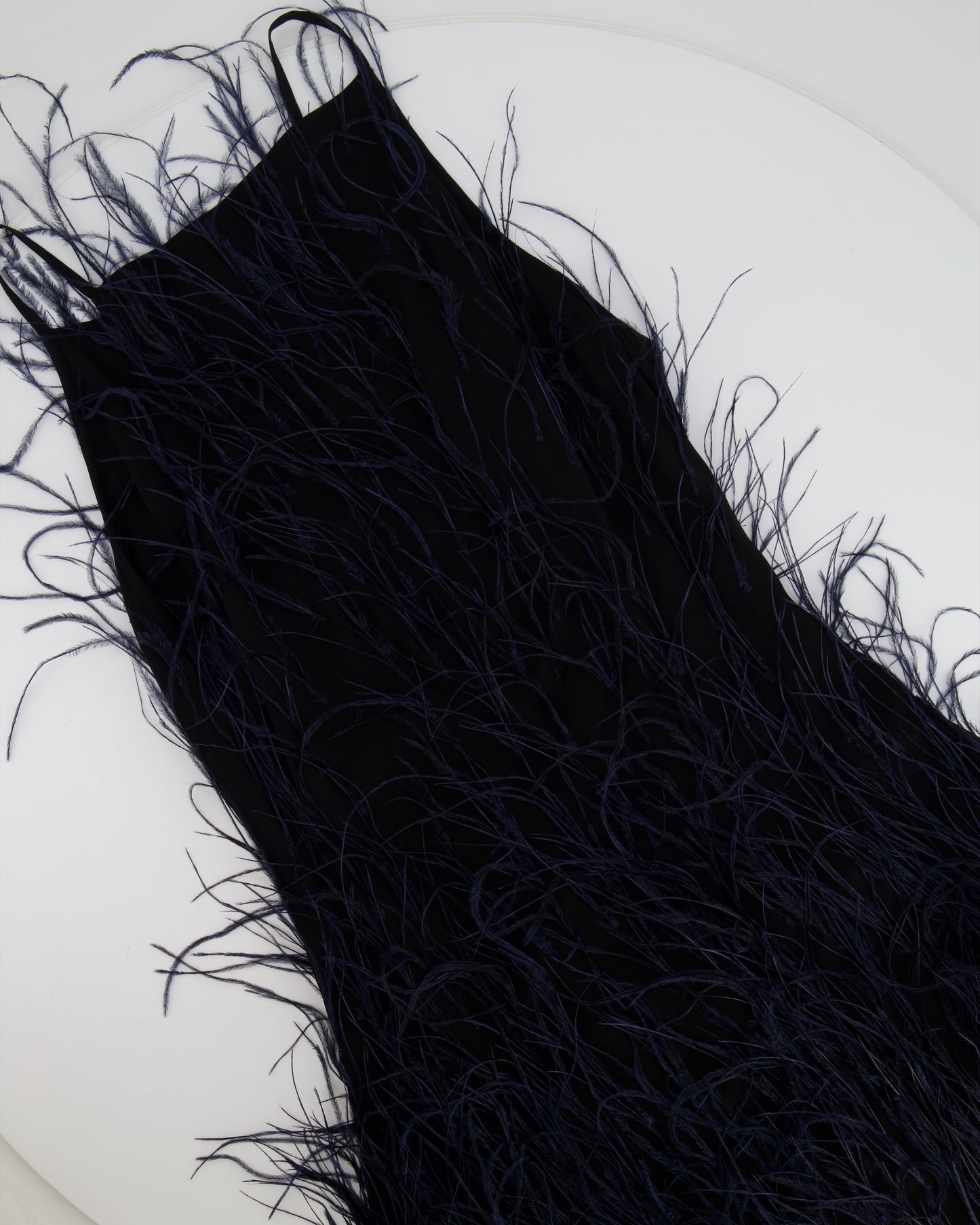 Cult Gaia Black Shannon Mini Dress with Navy Feather Details Size XS (UK 6) RRP £1,400
