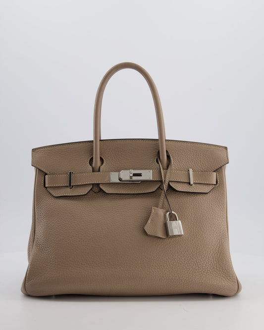 *FIRE PRICE* Herm�s Birkin 30 Retourne Bag in Gris Tourterelle Clemence Leather with Palladium Hardware