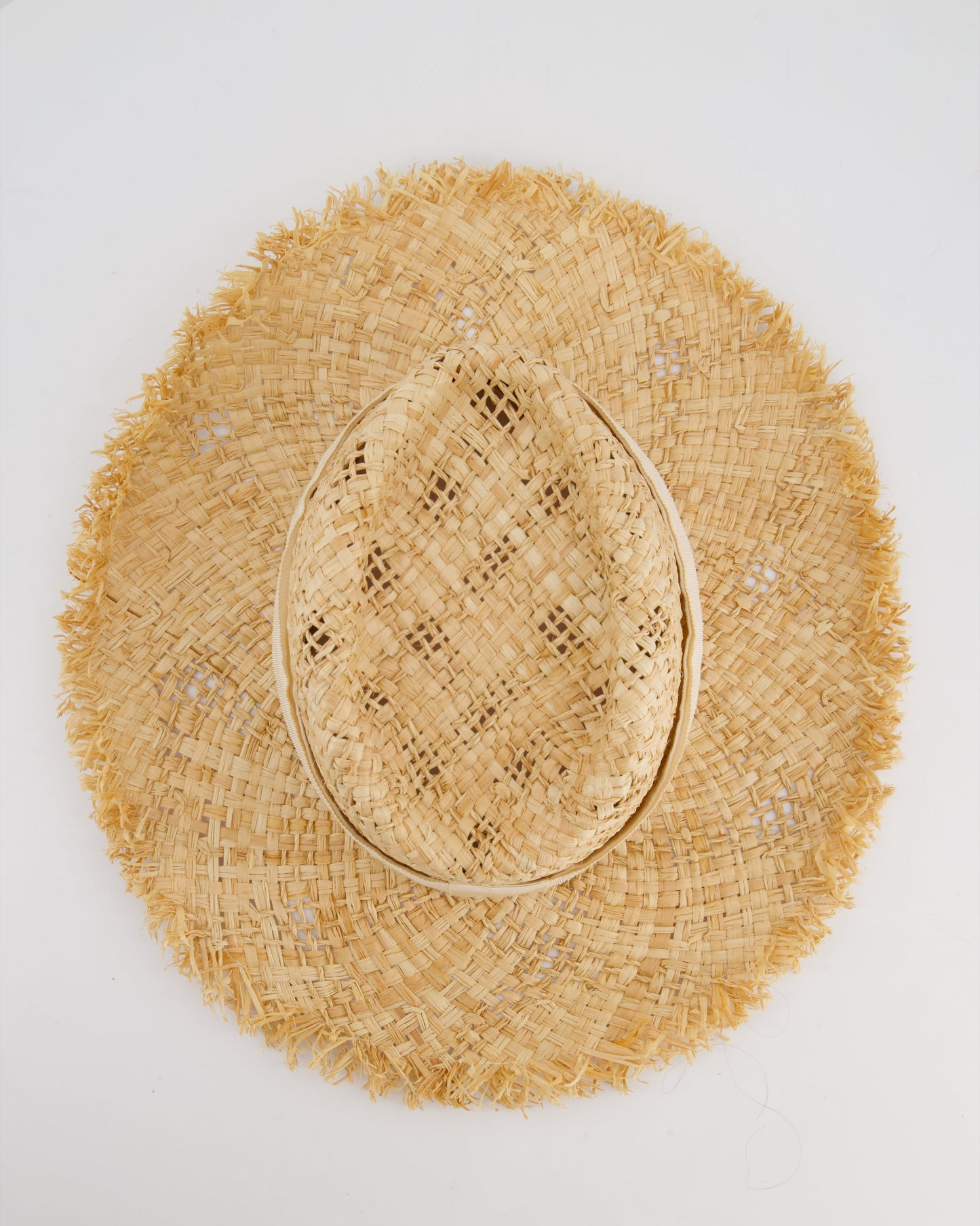 Chanel Beige Raffia Woven Hat with Cream Bandeaux and Silver CC Logo Size L