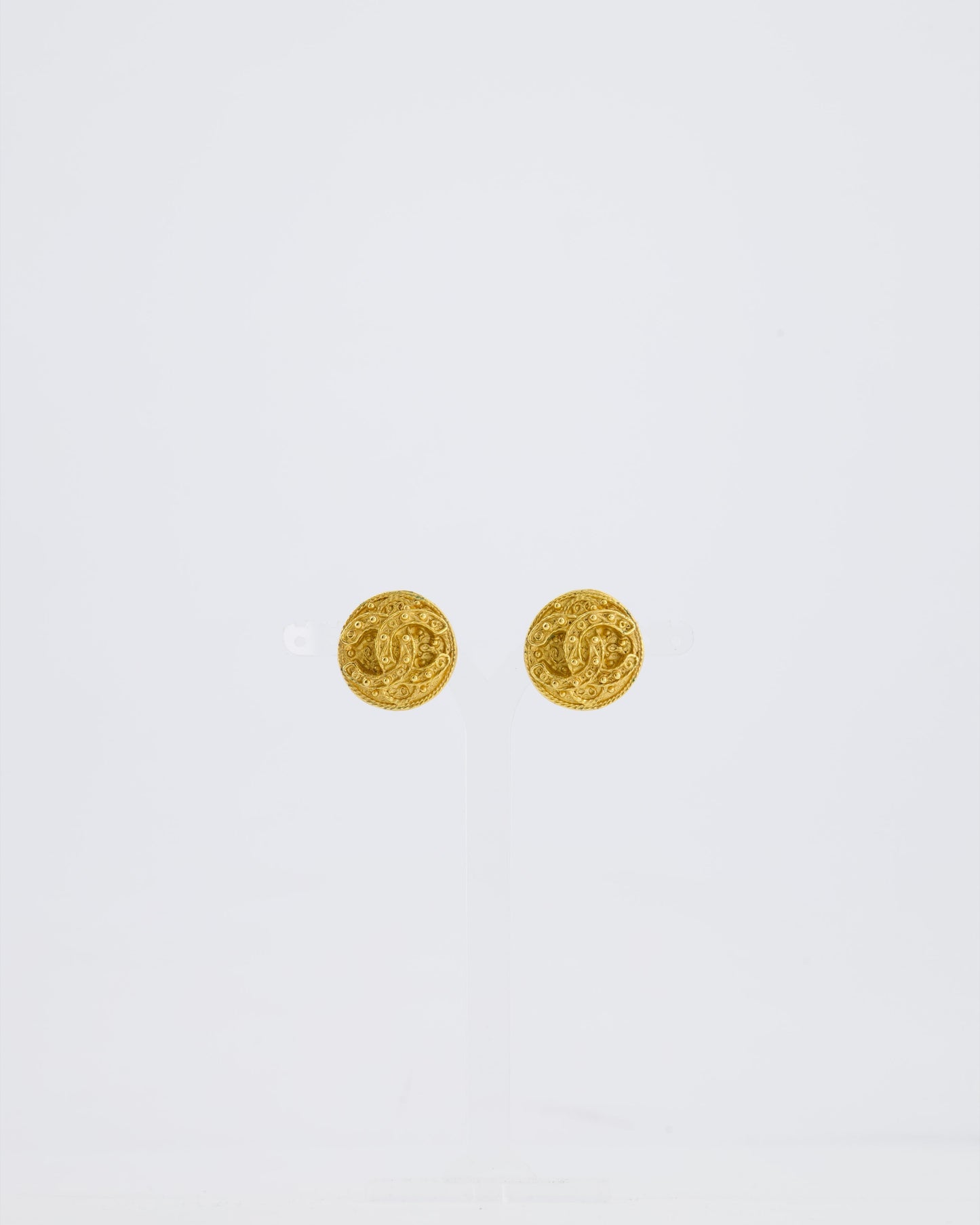 Chanel Coco Mark   CC Textured Clip-On Earrings