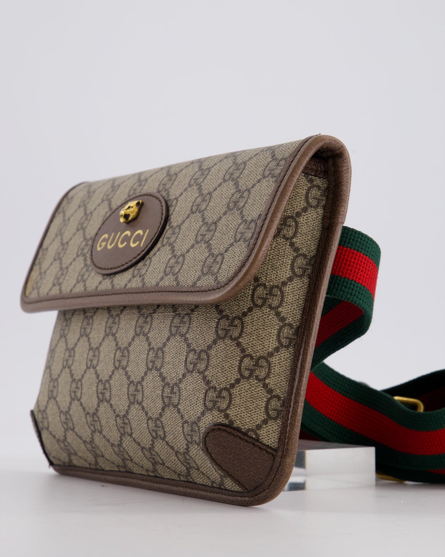 Gucci Brown Monogram Canvas Neo   GG Supreme Belt Bag with Gold Hardware