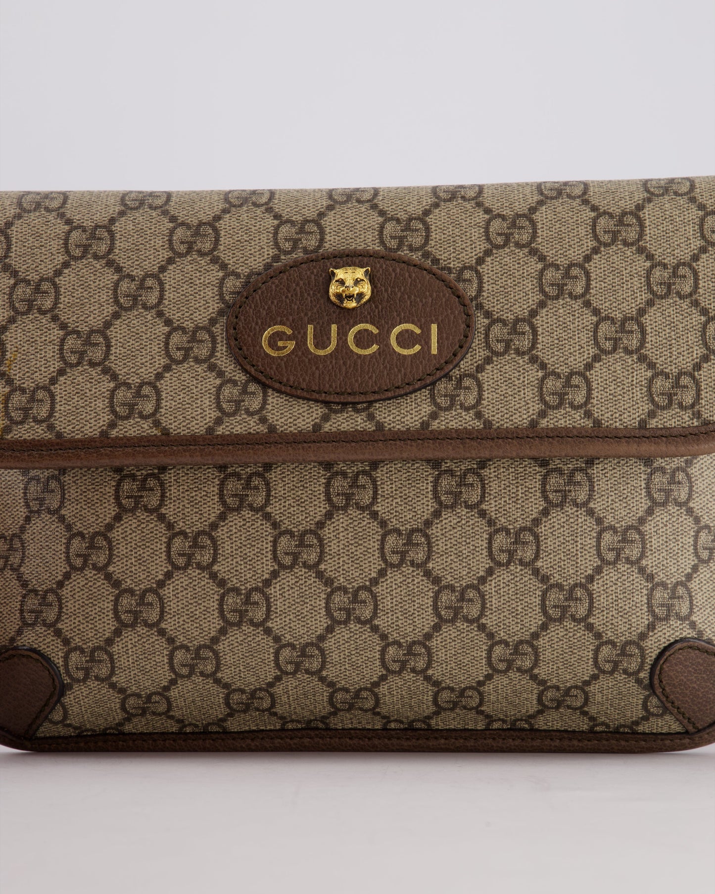Gucci Brown Monogram Canvas Neo   GG Supreme Belt Bag with Gold Hardware