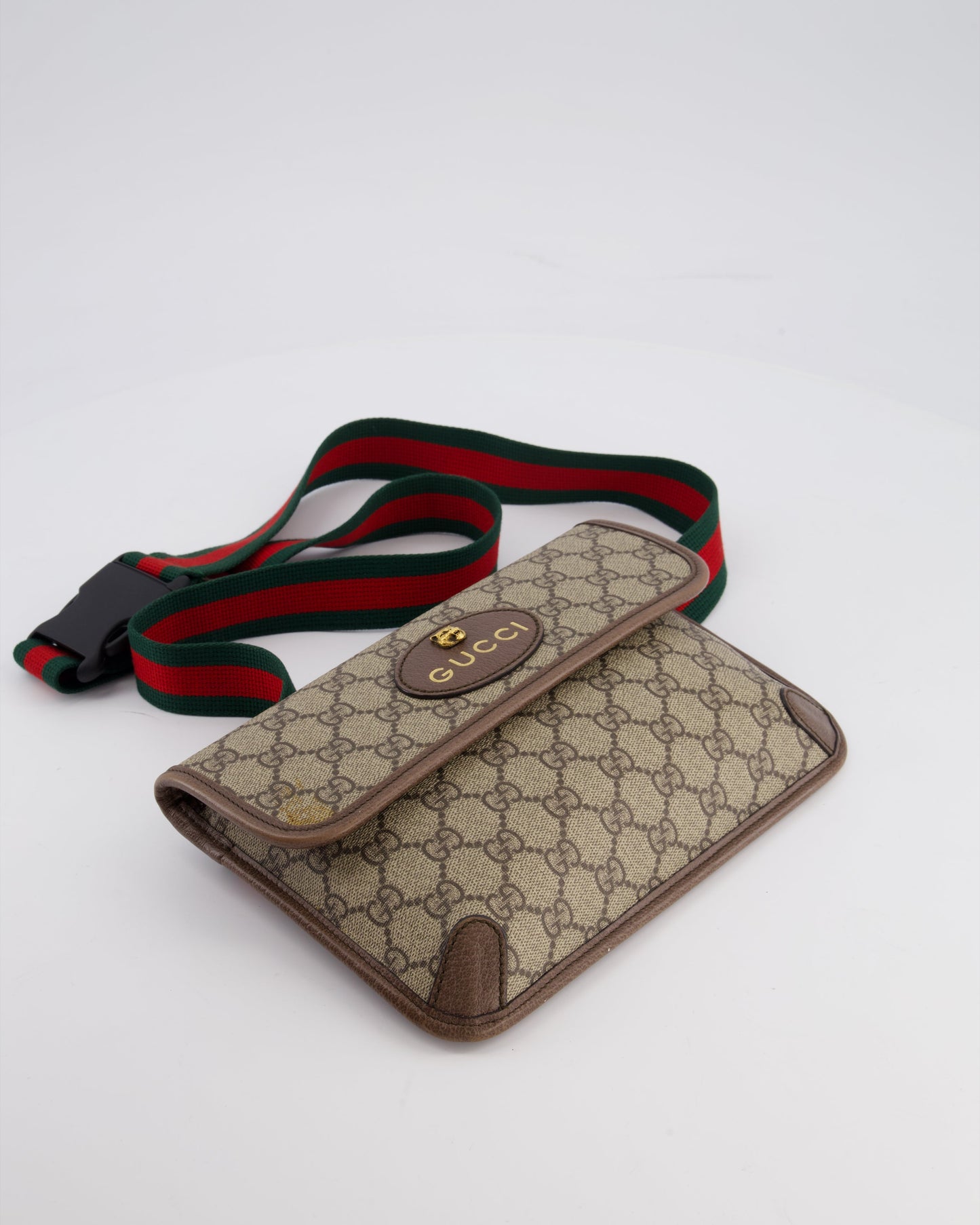 Gucci Brown Monogram Canvas Neo   GG Supreme Belt Bag with Gold Hardware