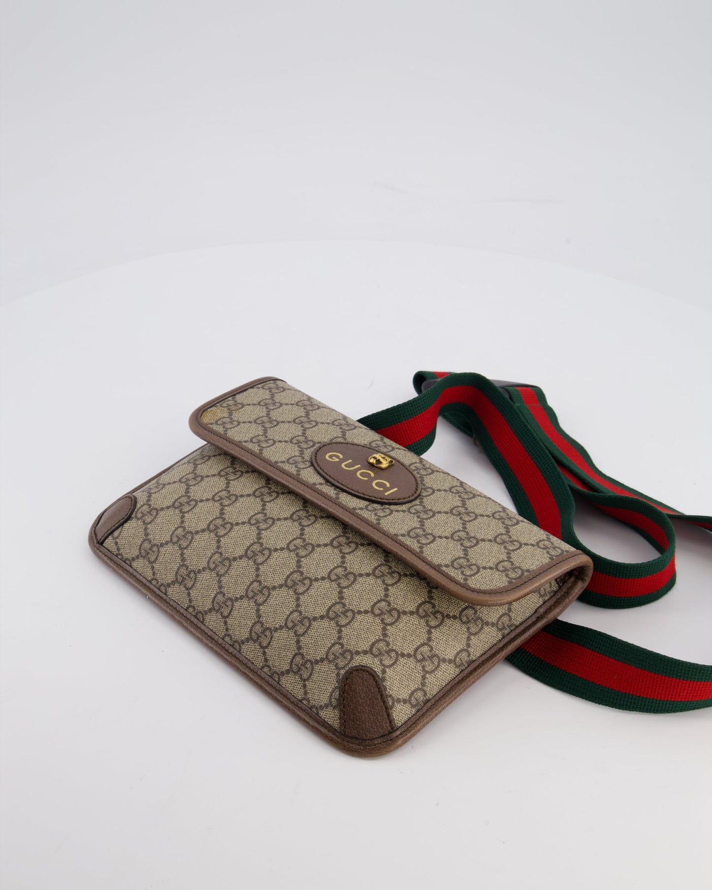 Gucci Brown Monogram Canvas Neo   GG Supreme Belt Bag with Gold Hardware