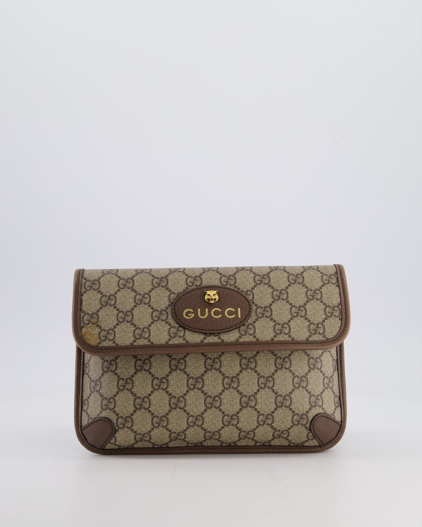 Gucci Brown Monogram Canvas Neo   GG Supreme Belt Bag with Gold Hardware