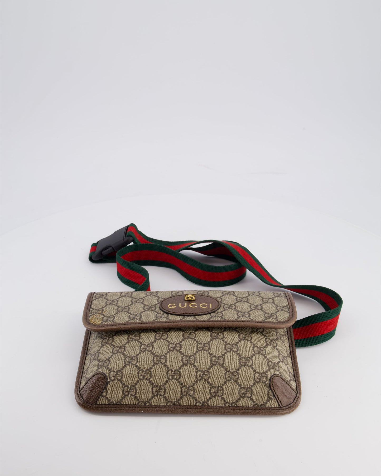 Gucci Brown Monogram Canvas Neo   GG Supreme Belt Bag with Gold Hardware
