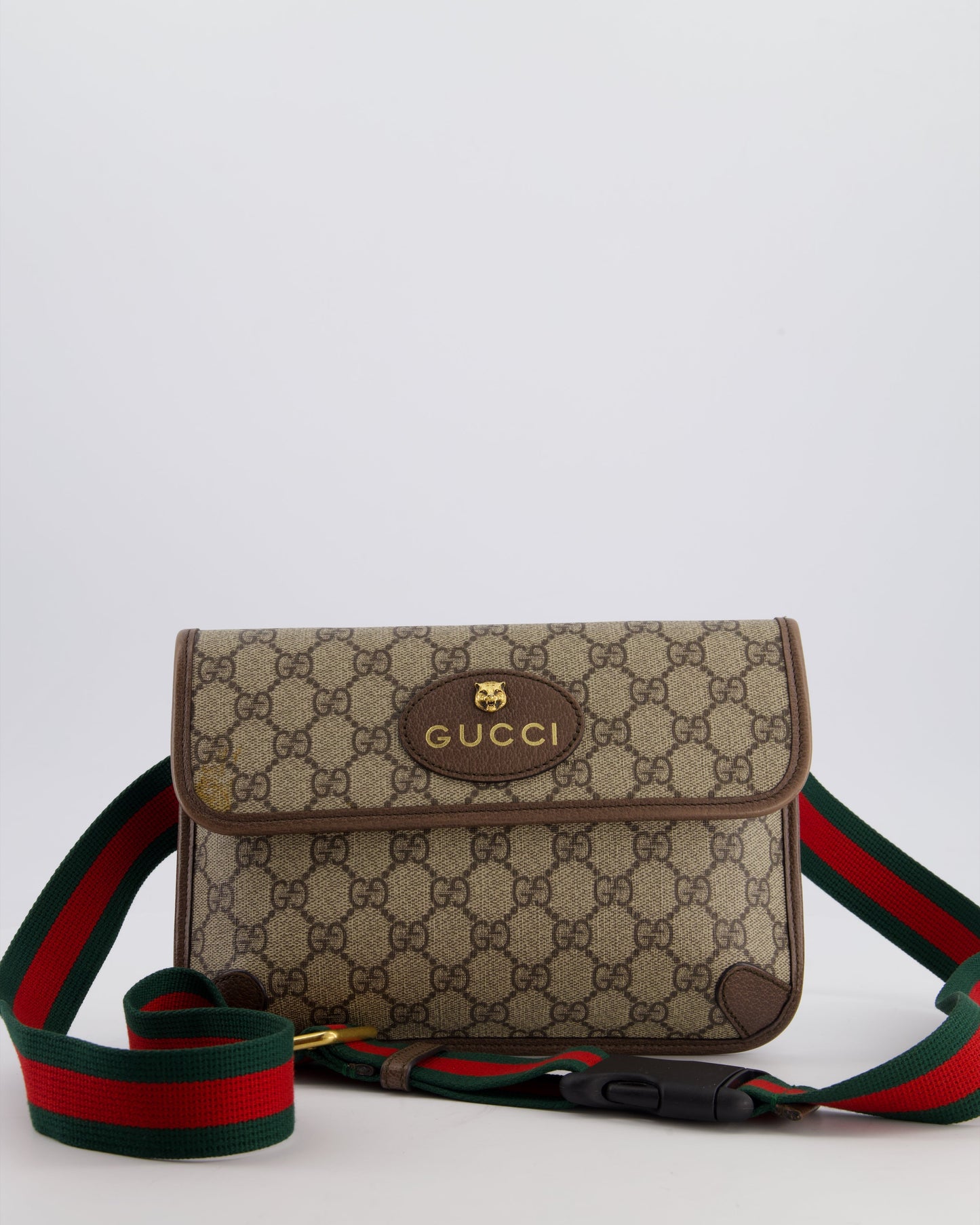 Gucci Brown Monogram Canvas Neo   GG Supreme Belt Bag with Gold Hardware