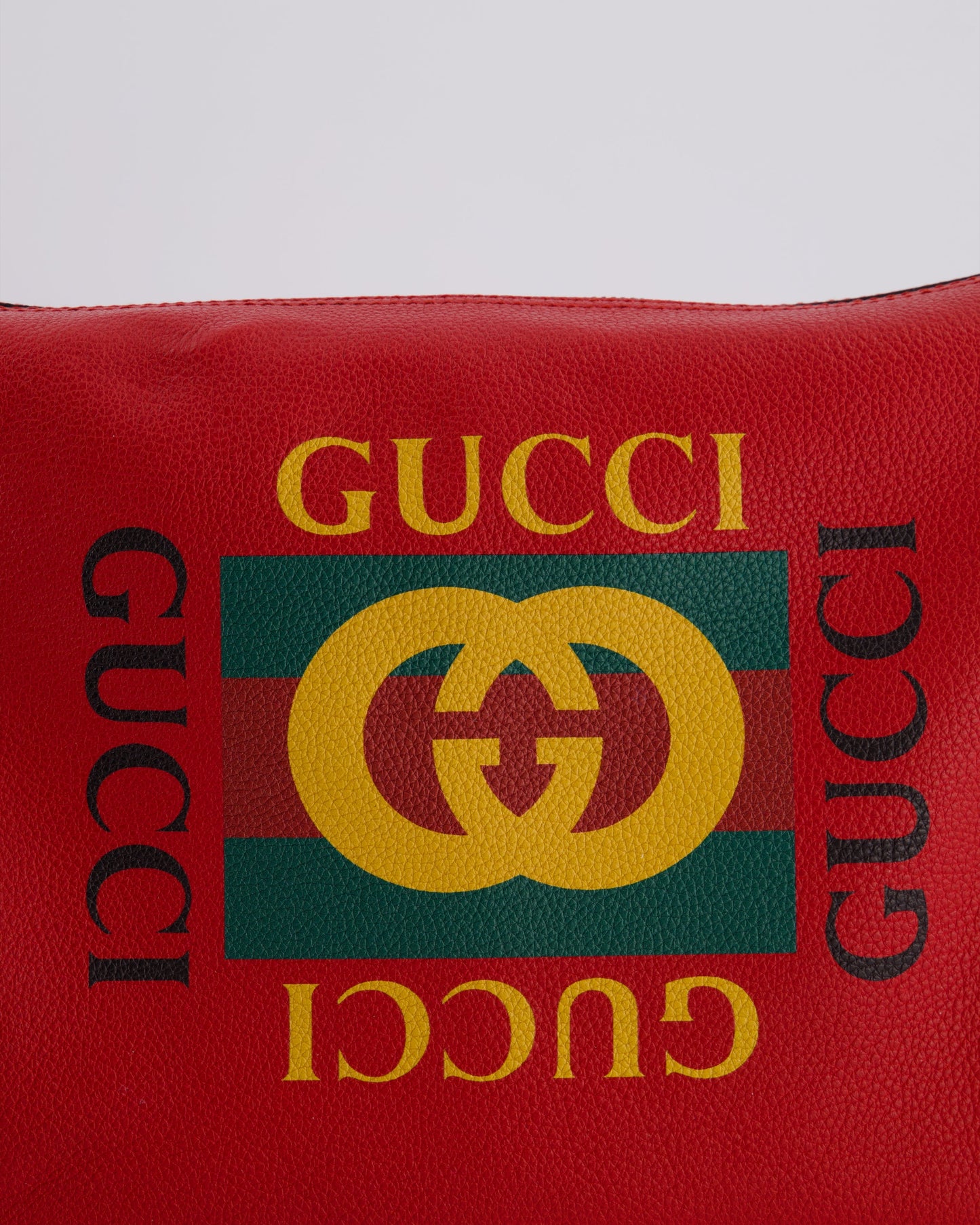 Gucci GG Logo Red Pebbled Leather Clutch Bag