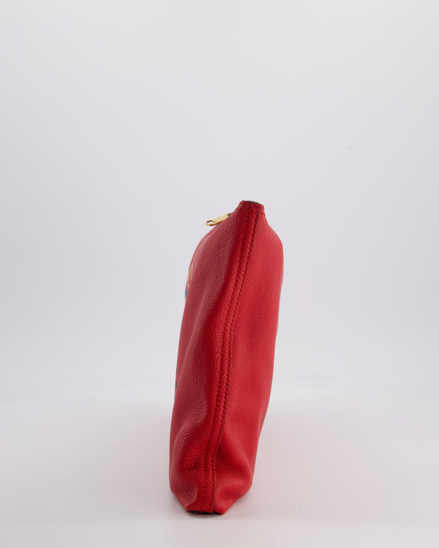 Gucci GG Logo Red Pebbled Leather Clutch Bag