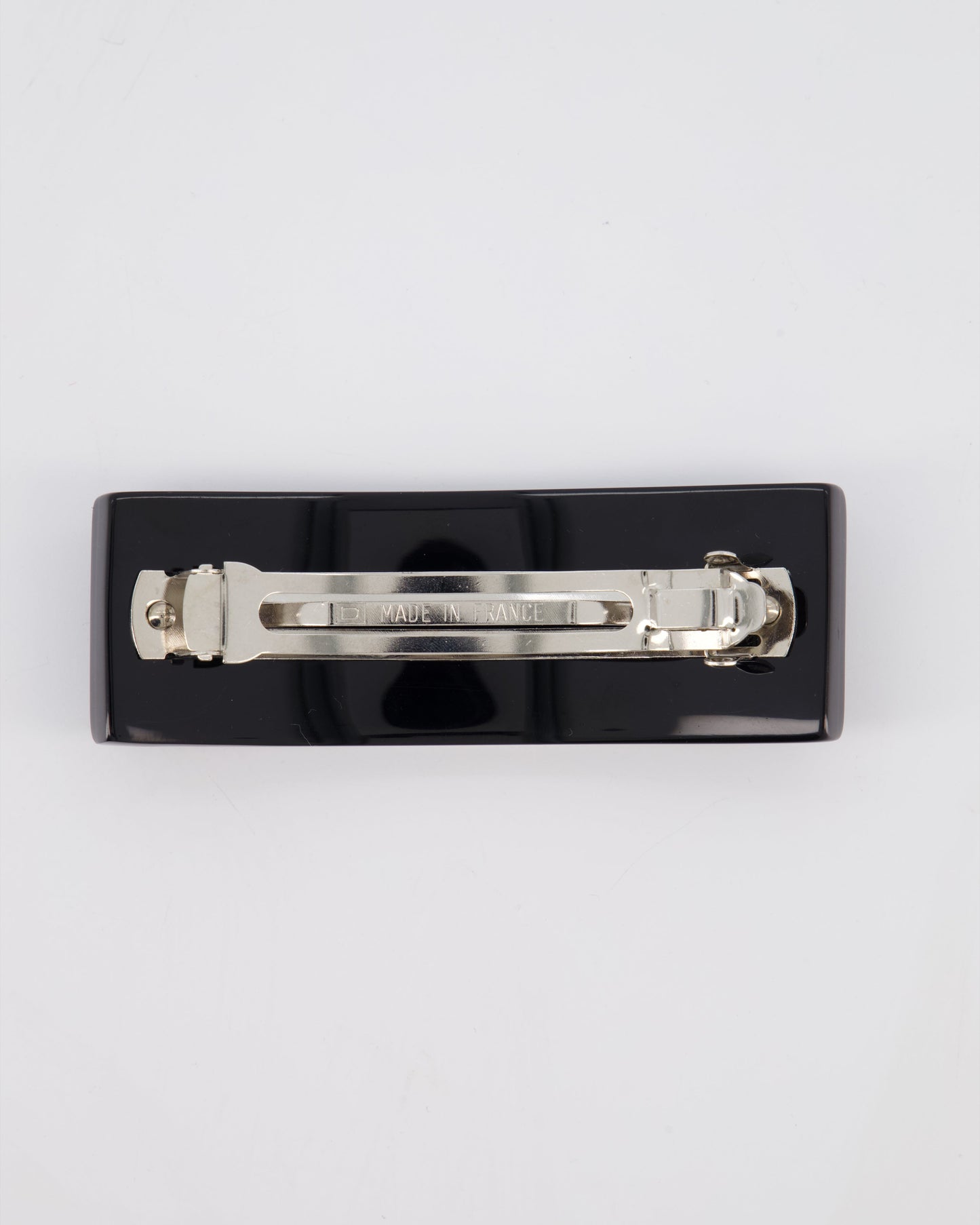 Chanel 16/S Black & White Hair Clip with Logo and Crystals