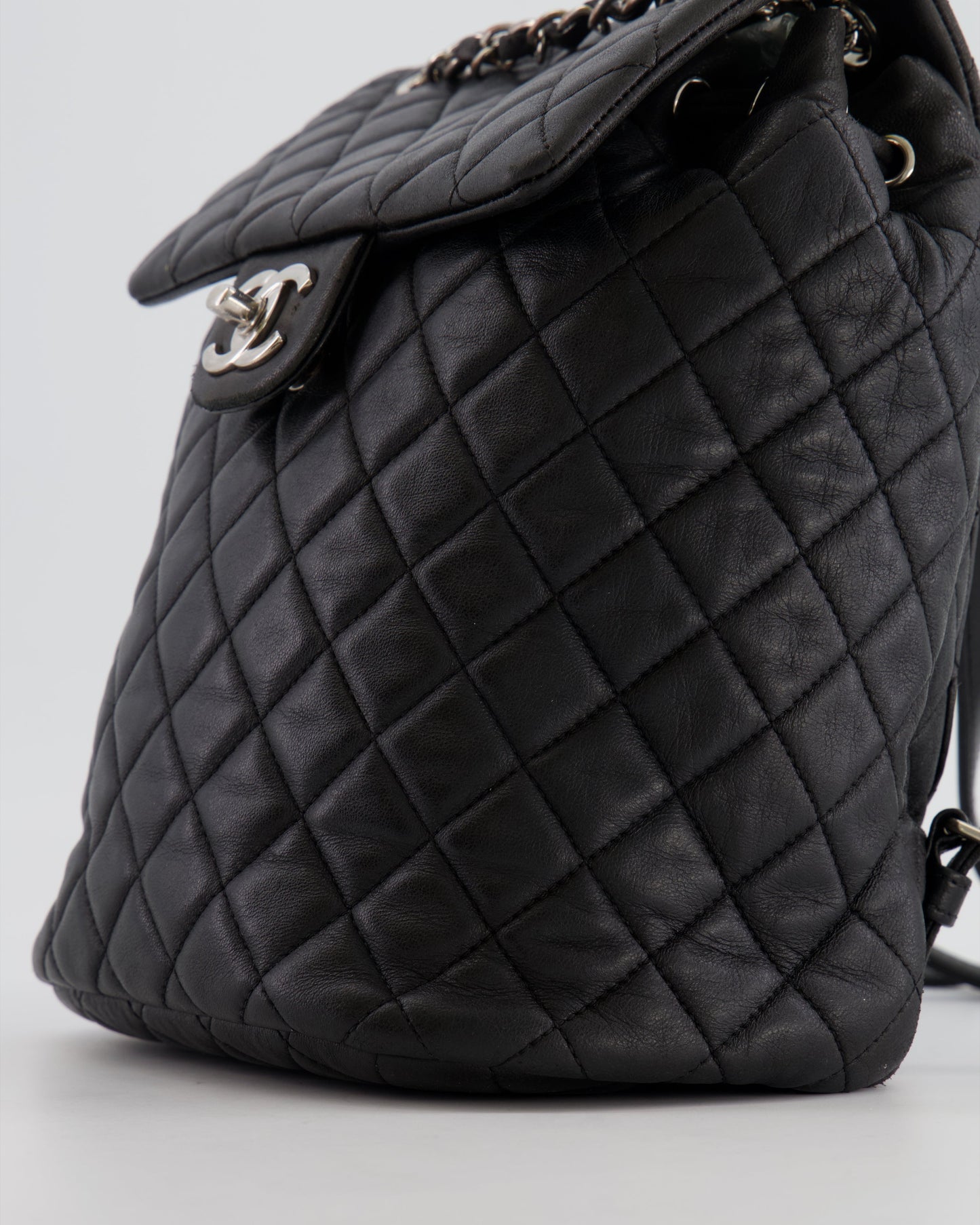 Chanel Black Quilted Lambskin Backpack with Silver Hardware
