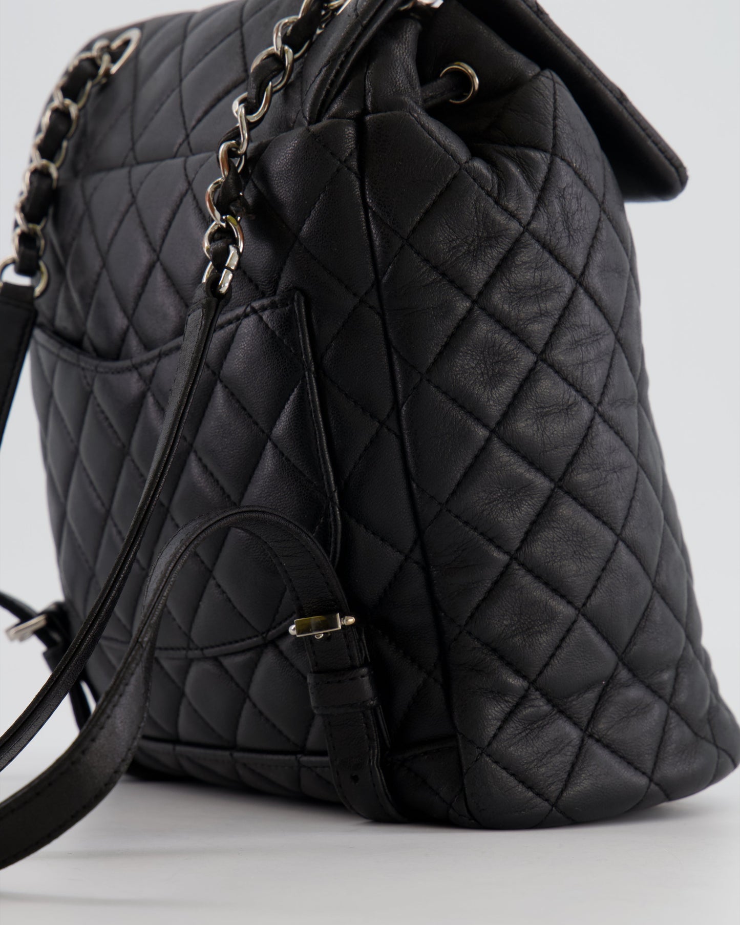 Chanel Black Quilted Lambskin Backpack with Silver Hardware