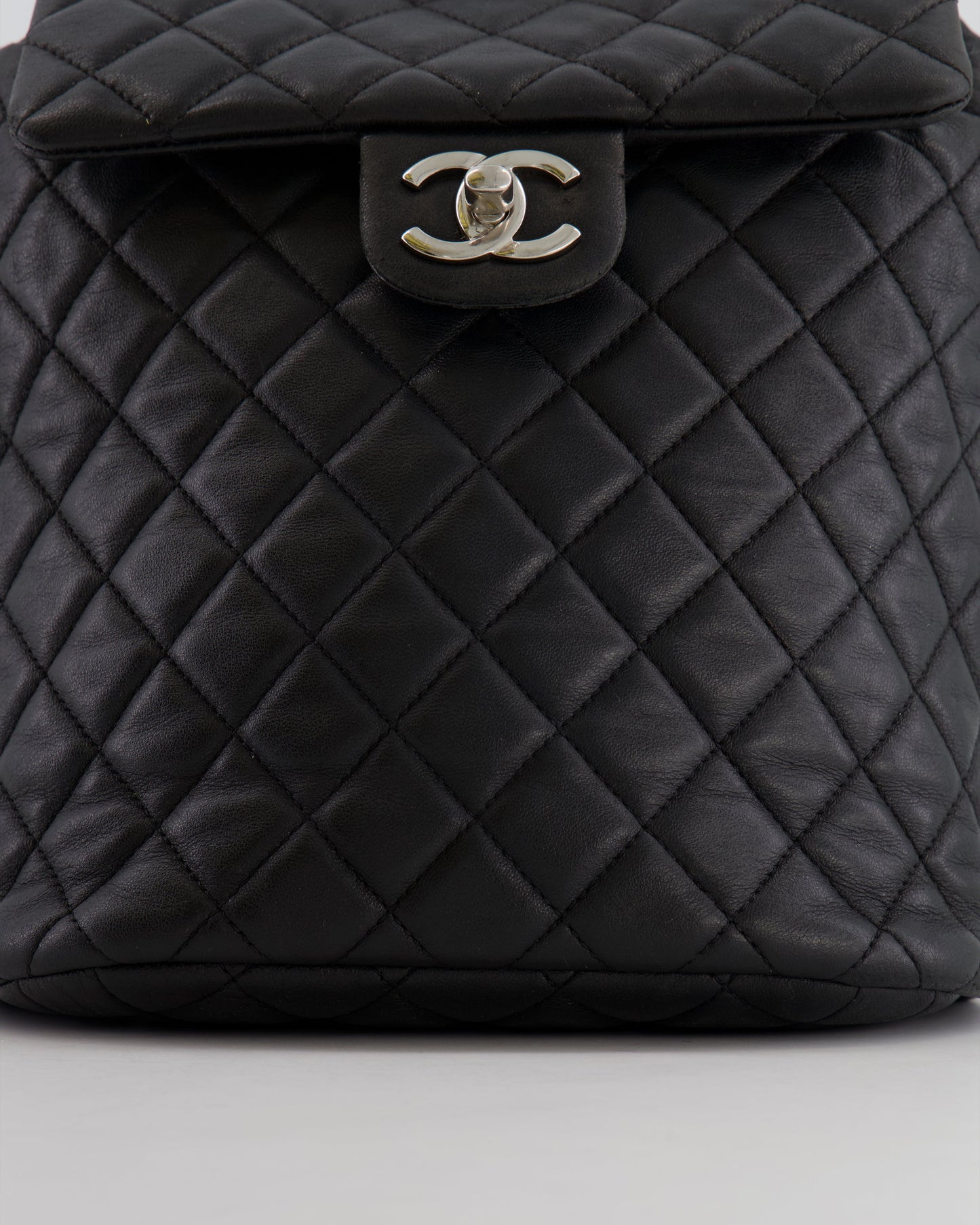 Chanel Black Quilted Lambskin Backpack with Silver Hardware