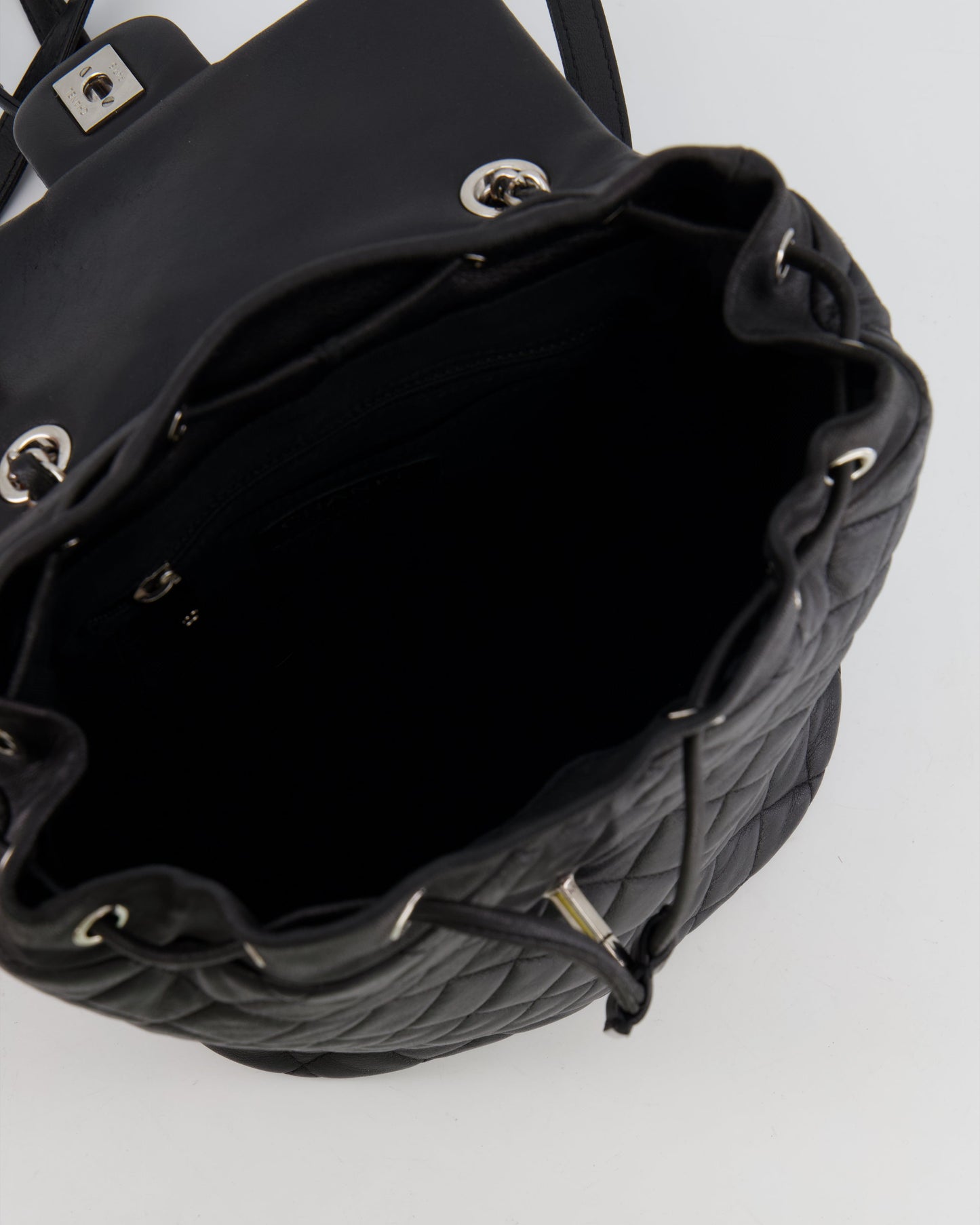 Chanel Black Quilted Lambskin Backpack with Silver Hardware