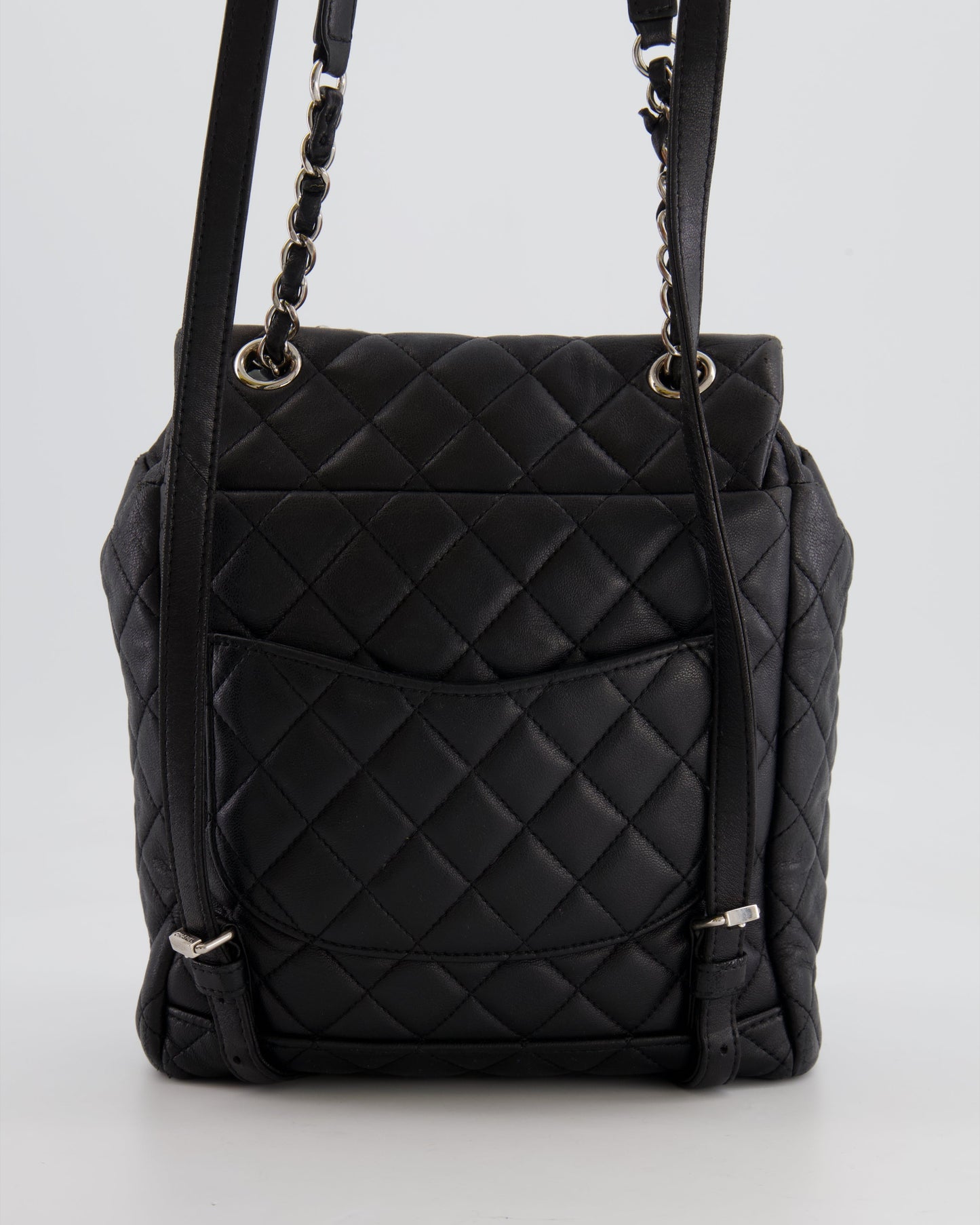 Chanel Black Quilted Lambskin Backpack with Silver Hardware