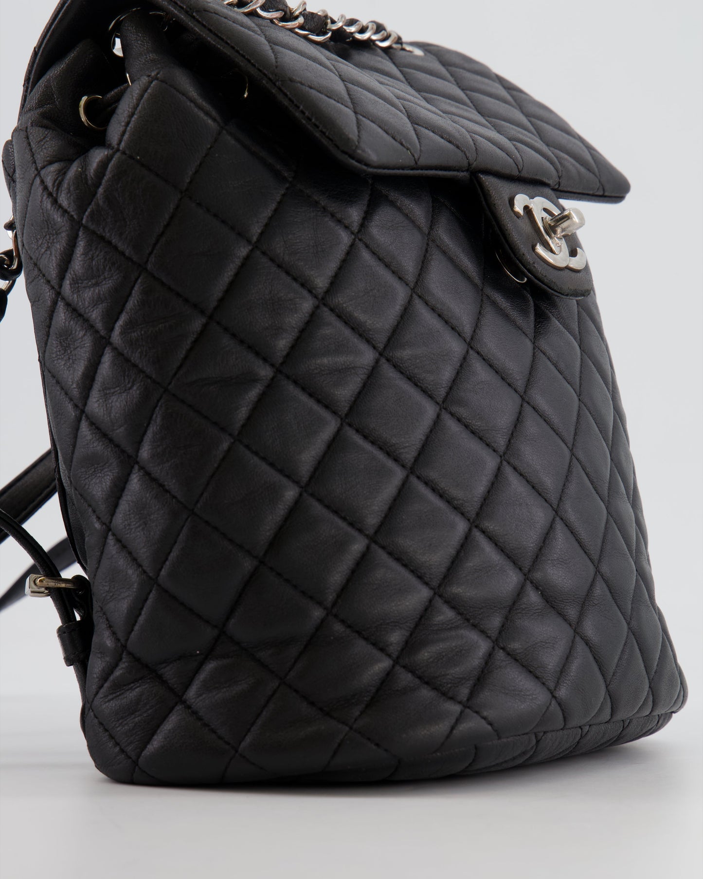 Chanel Black Quilted Lambskin Backpack with Silver Hardware