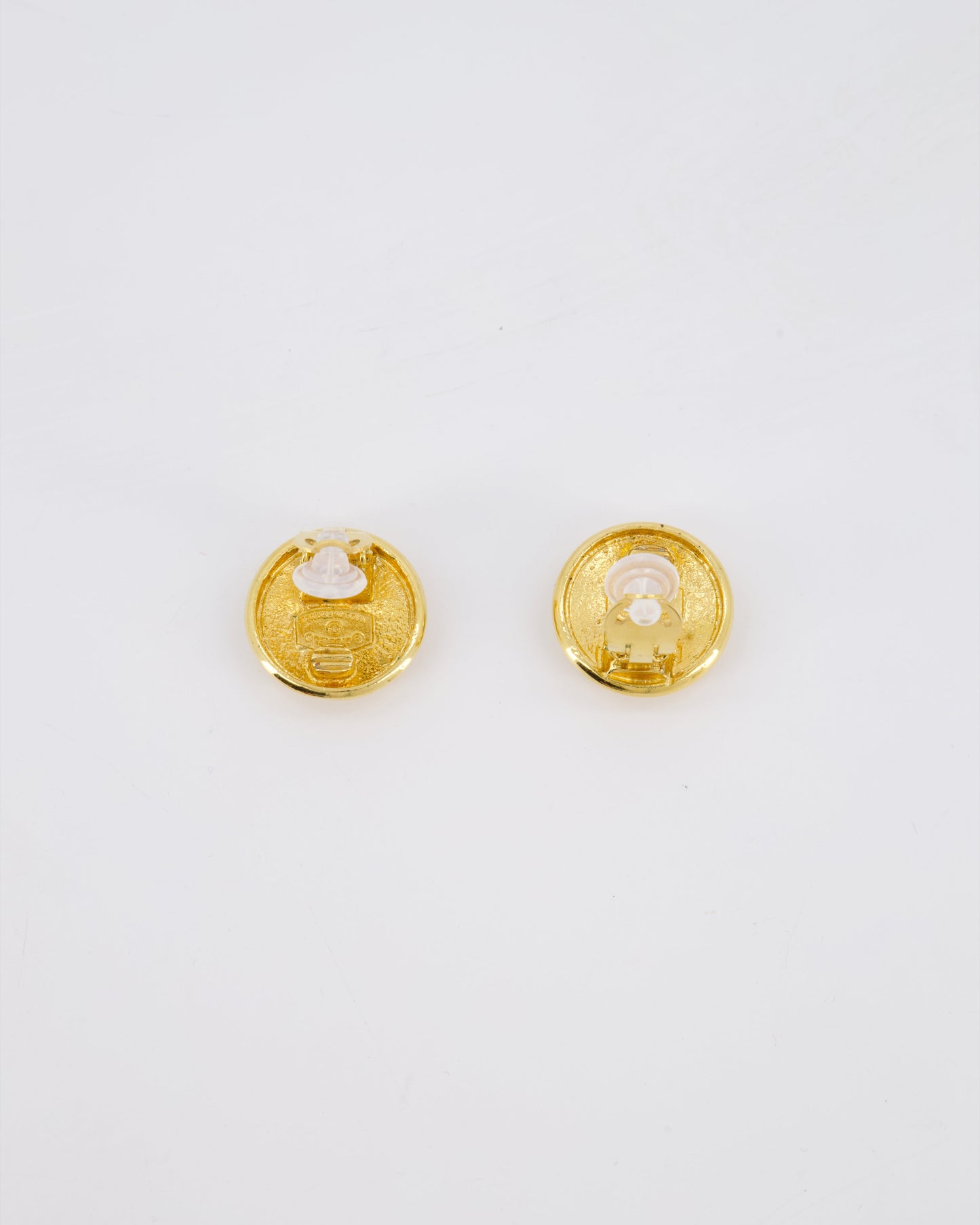 *HOT* Chanel   Gold Medallion Starburst Clip On Earrings with CC Logo Detail