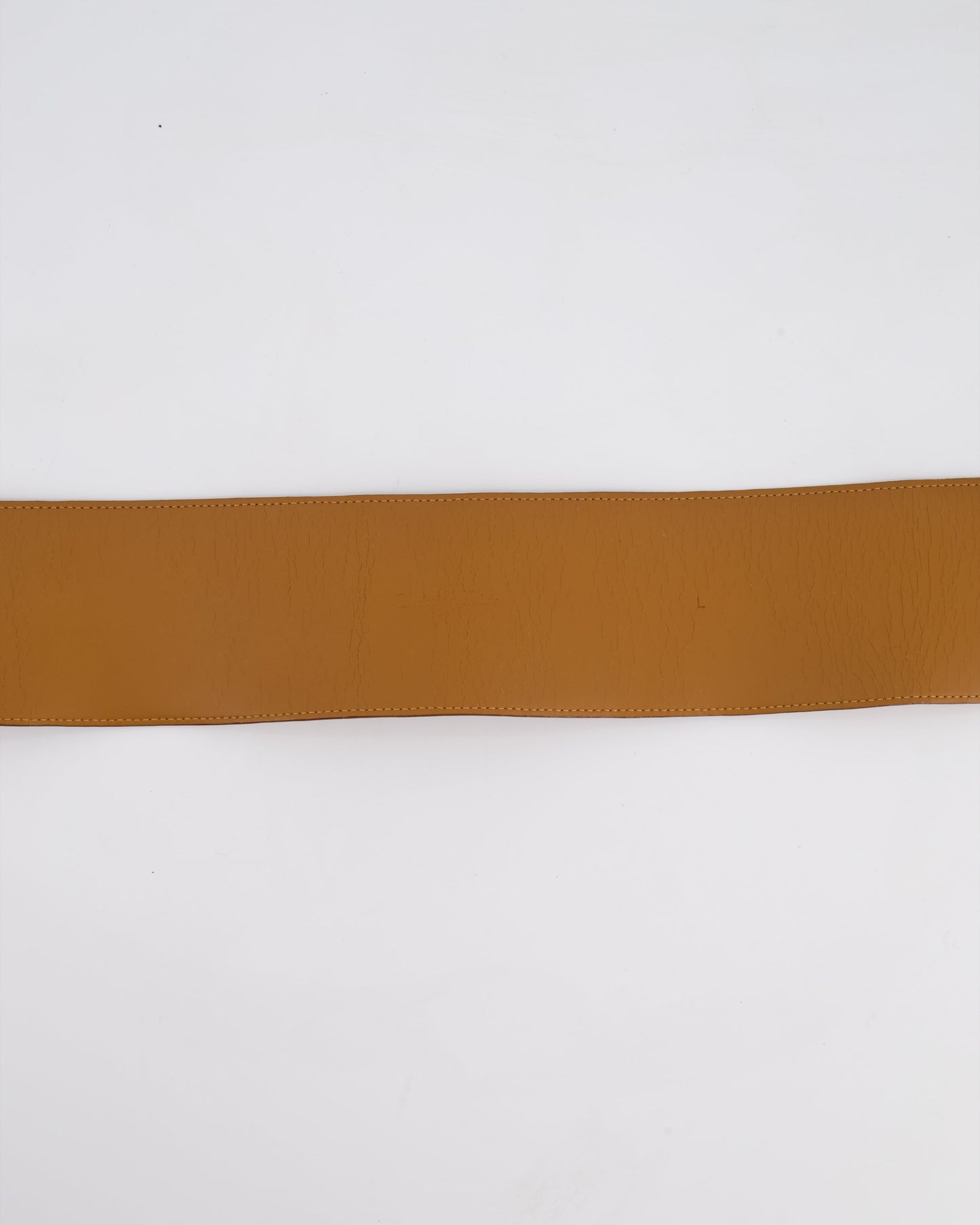 Christian Dior Wide Brown Leather Belt with Large Brass-Toned Buckle Size L