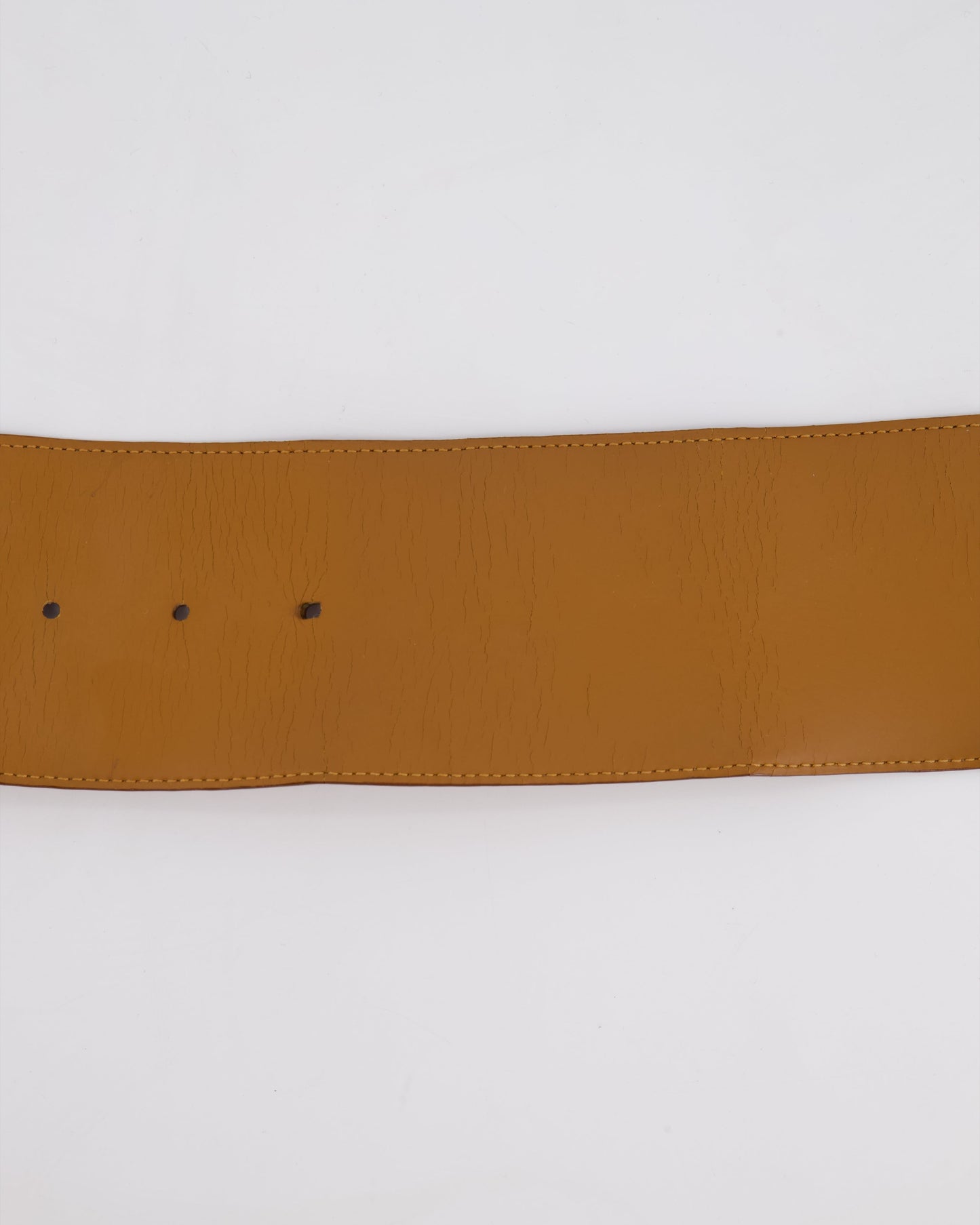 Christian Dior Wide Brown Leather Belt with Large Brass-Toned Buckle Size L