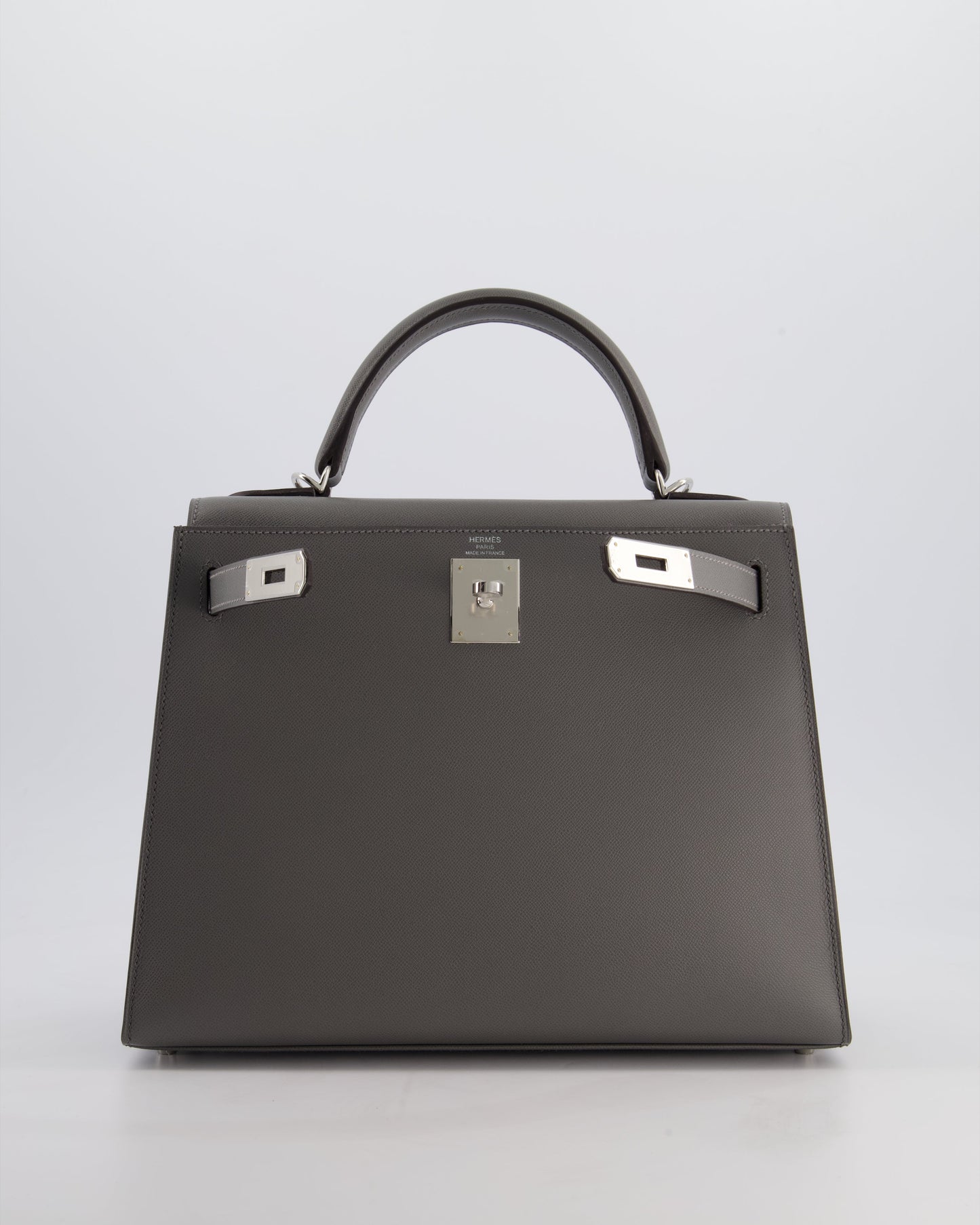 *RARE* Herm�s Kelly 28 Sellier Bag in Gris Meyer Madame Leather with Palladium Hardware
