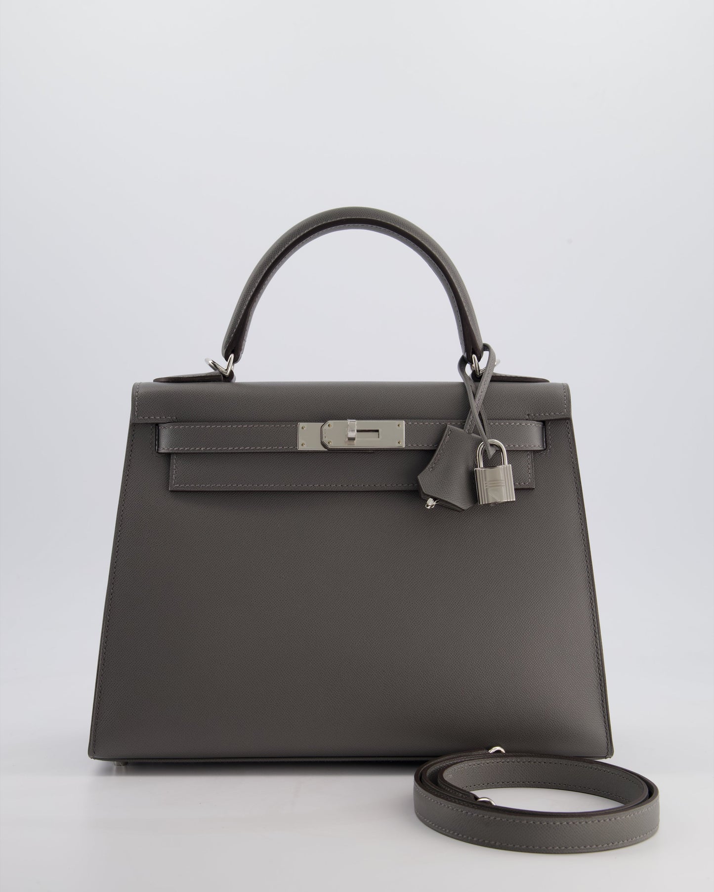 *RARE* Herm�s Kelly 28 Sellier Bag in Gris Meyer Madame Leather with Palladium Hardware