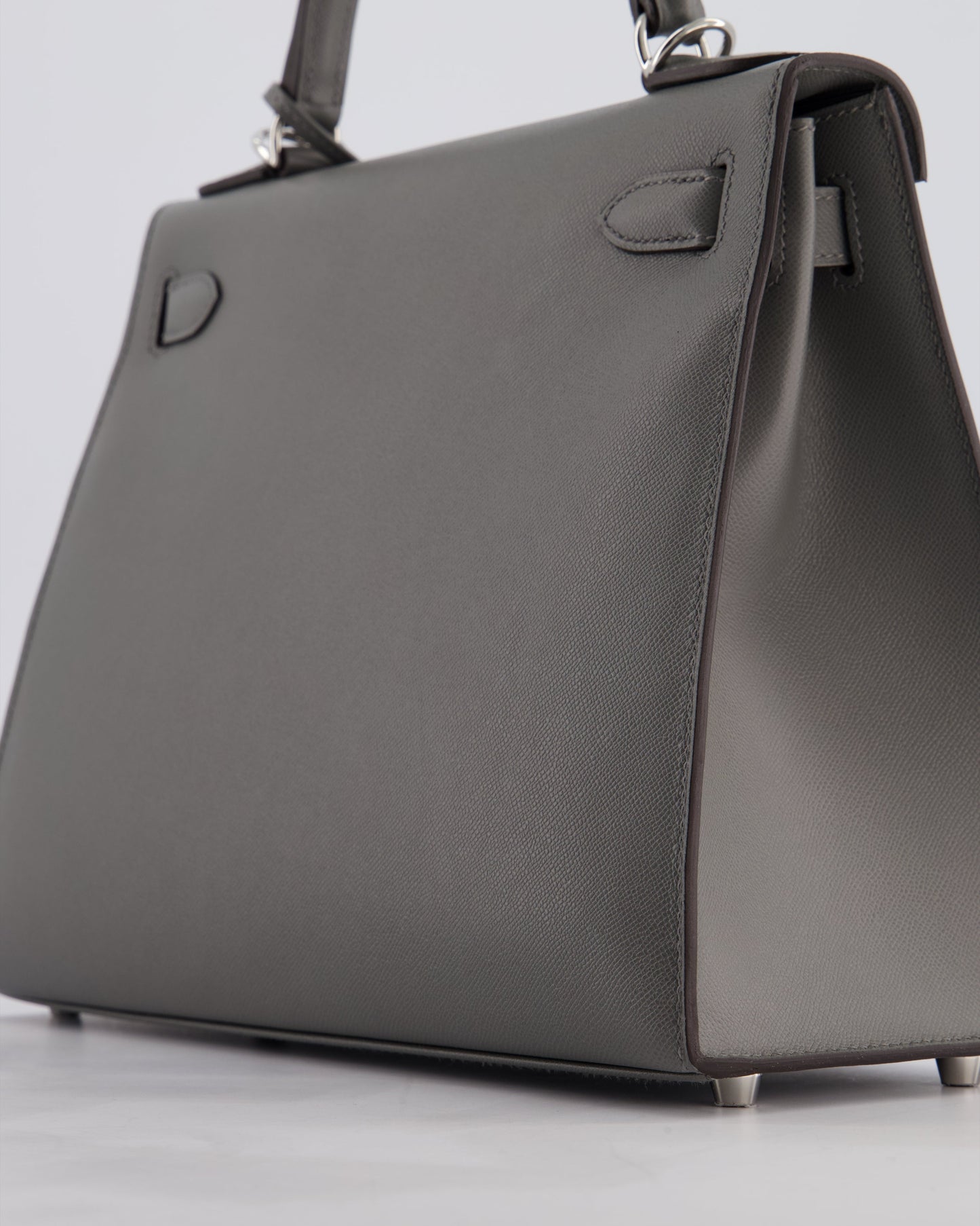 *RARE* Herm�s Kelly 28 Sellier Bag in Gris Meyer Madame Leather with Palladium Hardware